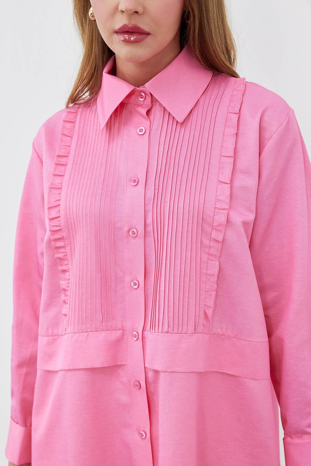 HOLLY NERVÜR VE FIRFIR DETAYLI GÖMLEK - PEMBE
