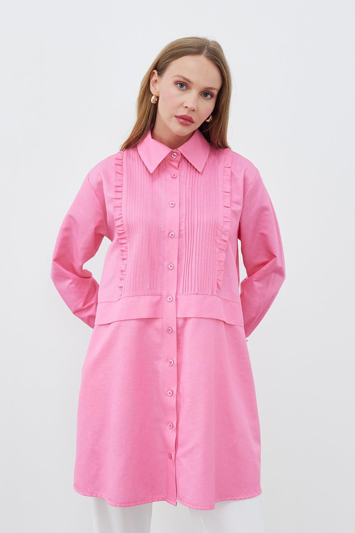 HOLLY NERVÜR VE FIRFIR DETAYLI GÖMLEK - PEMBE