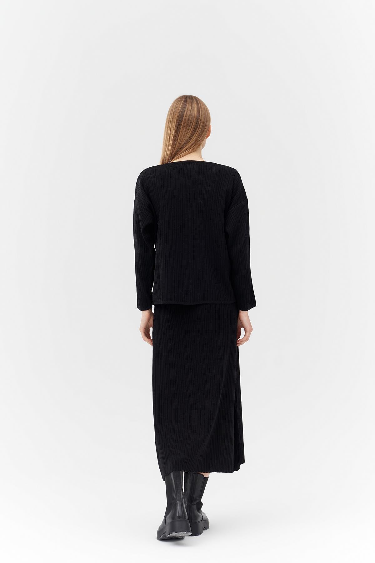 ICON GOLD DÜĞME DETAYLI FİTİLLİ ETEKLİ TAKIM - SİYAH