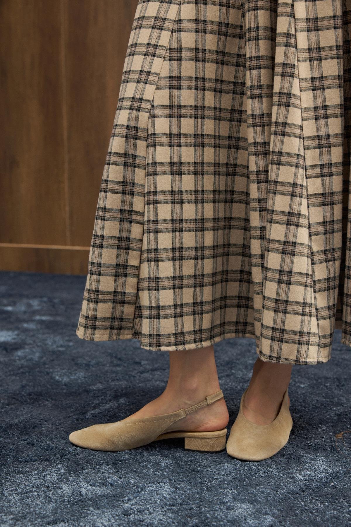 İdil Ekose Parçalı Etek - Bej 