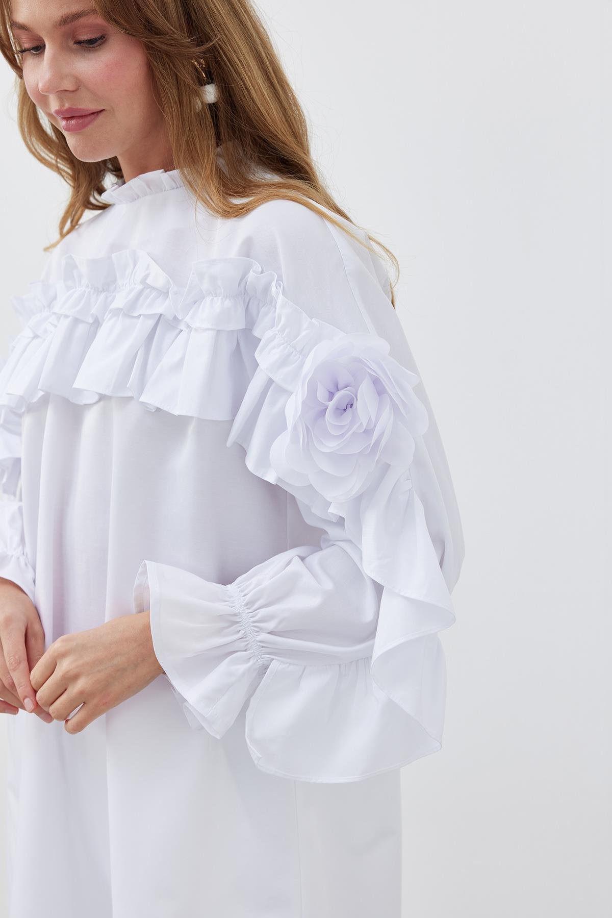 İSABELLA GÜLLÜ GÖMLEK- BEYAZ