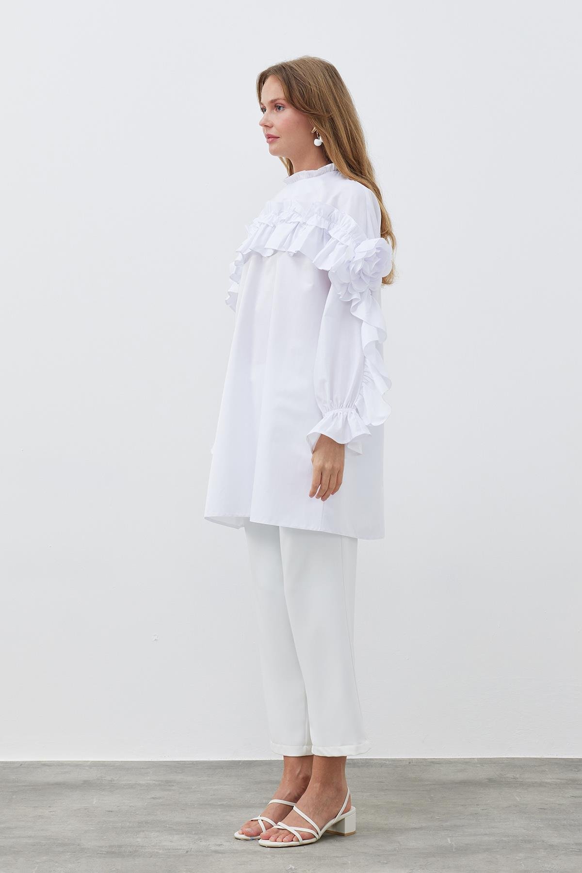 İSABELLA GÜLLÜ GÖMLEK- BEYAZ