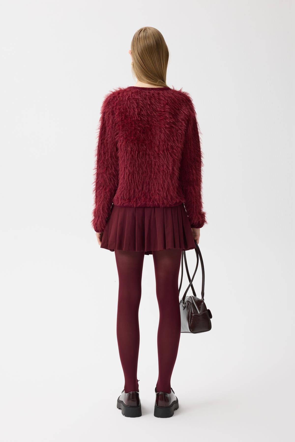 Isabella Tüylü Hırka - Bordo