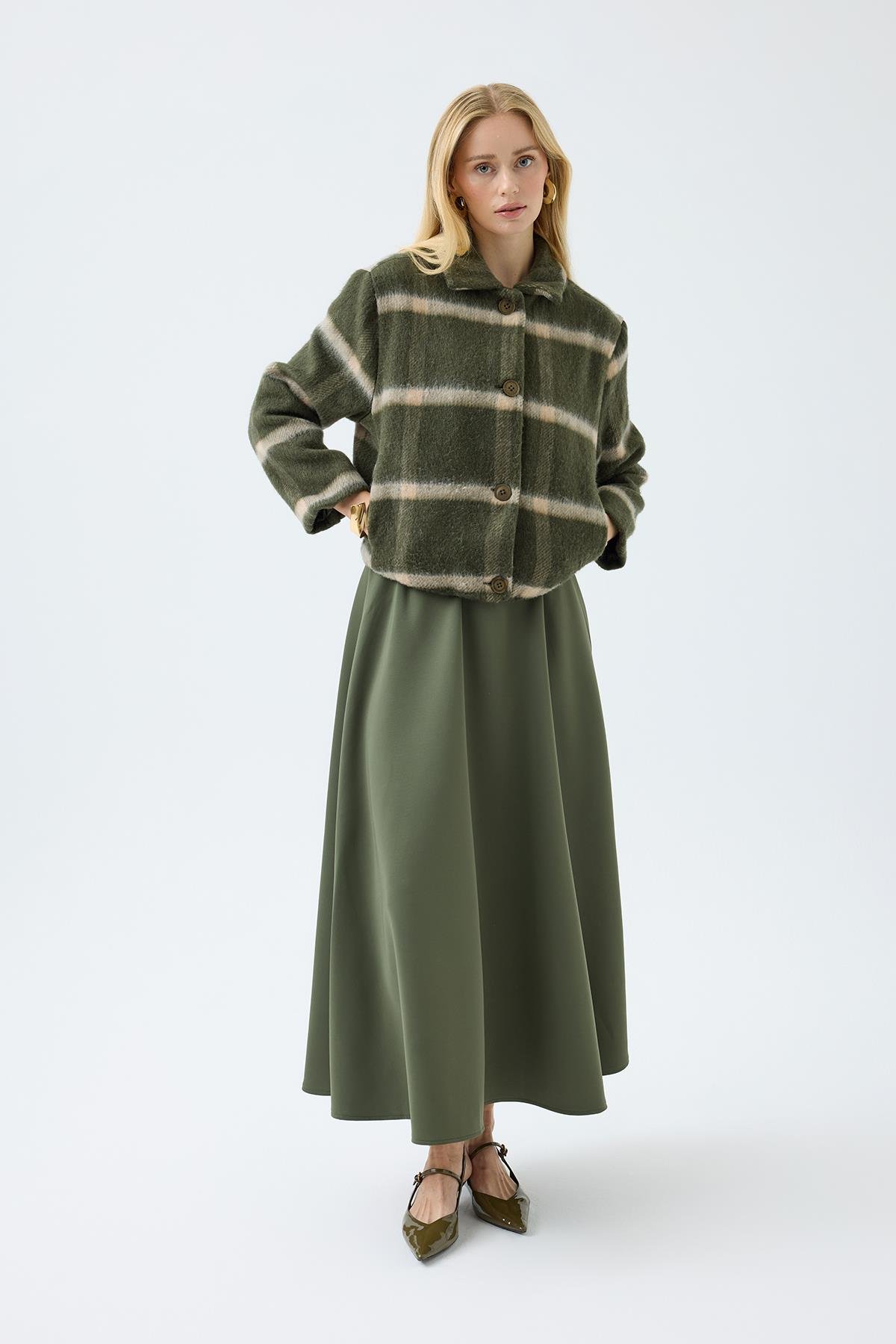 Isla Ekose Kaşe Ceket - Haki