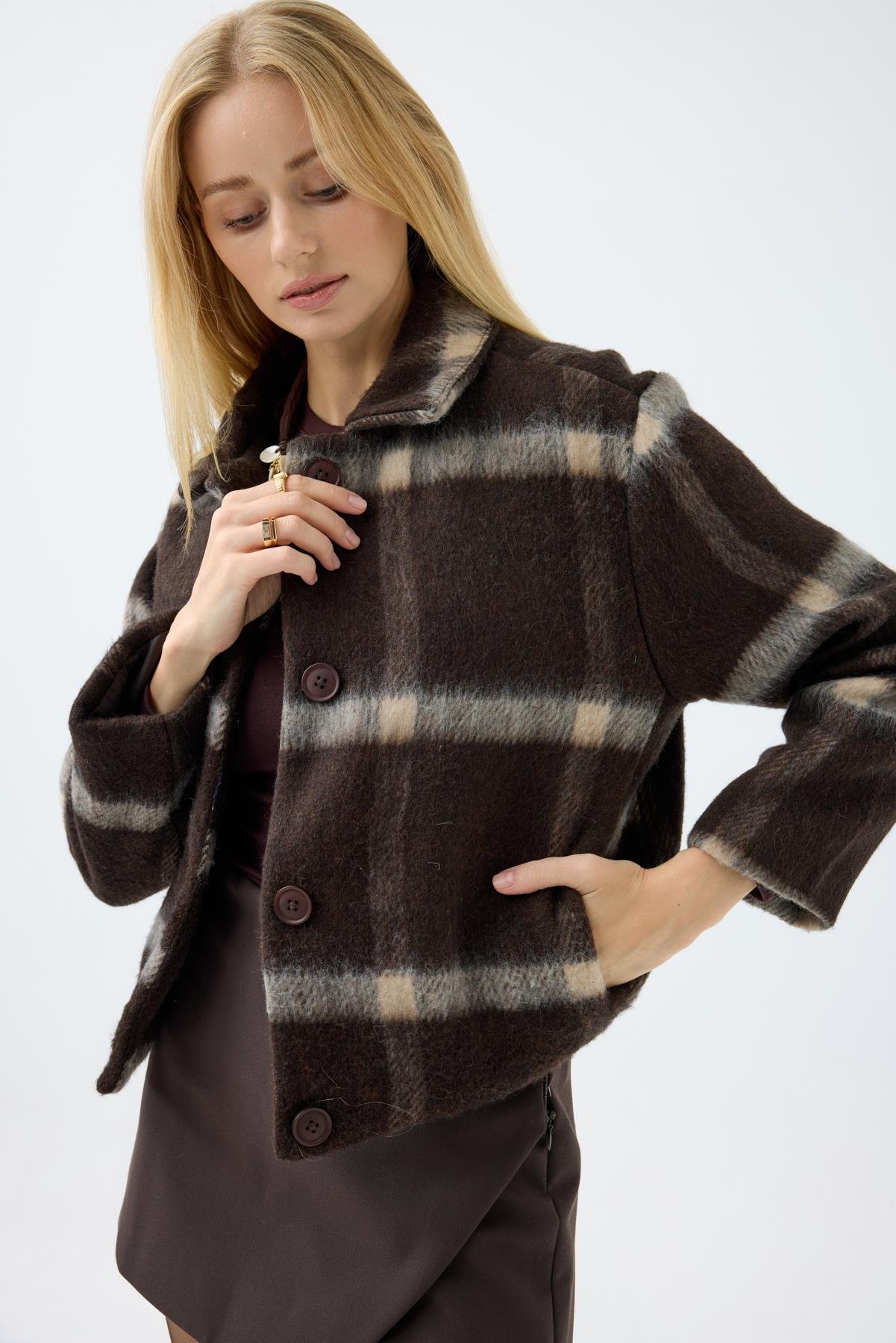 Isla Ekose Kaşe Ceket - Kahverengi 