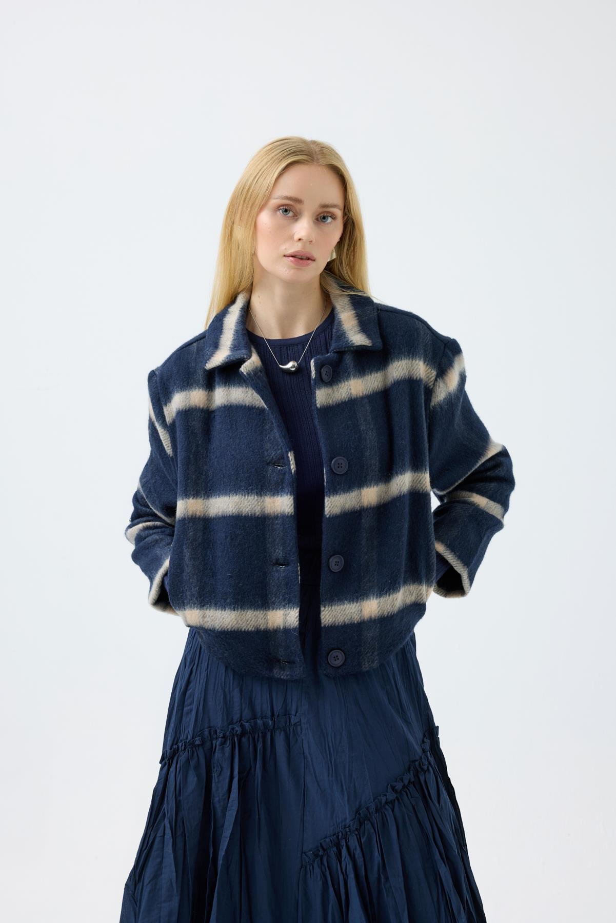 Isla Ekose Kaşe Ceket - Lacivert