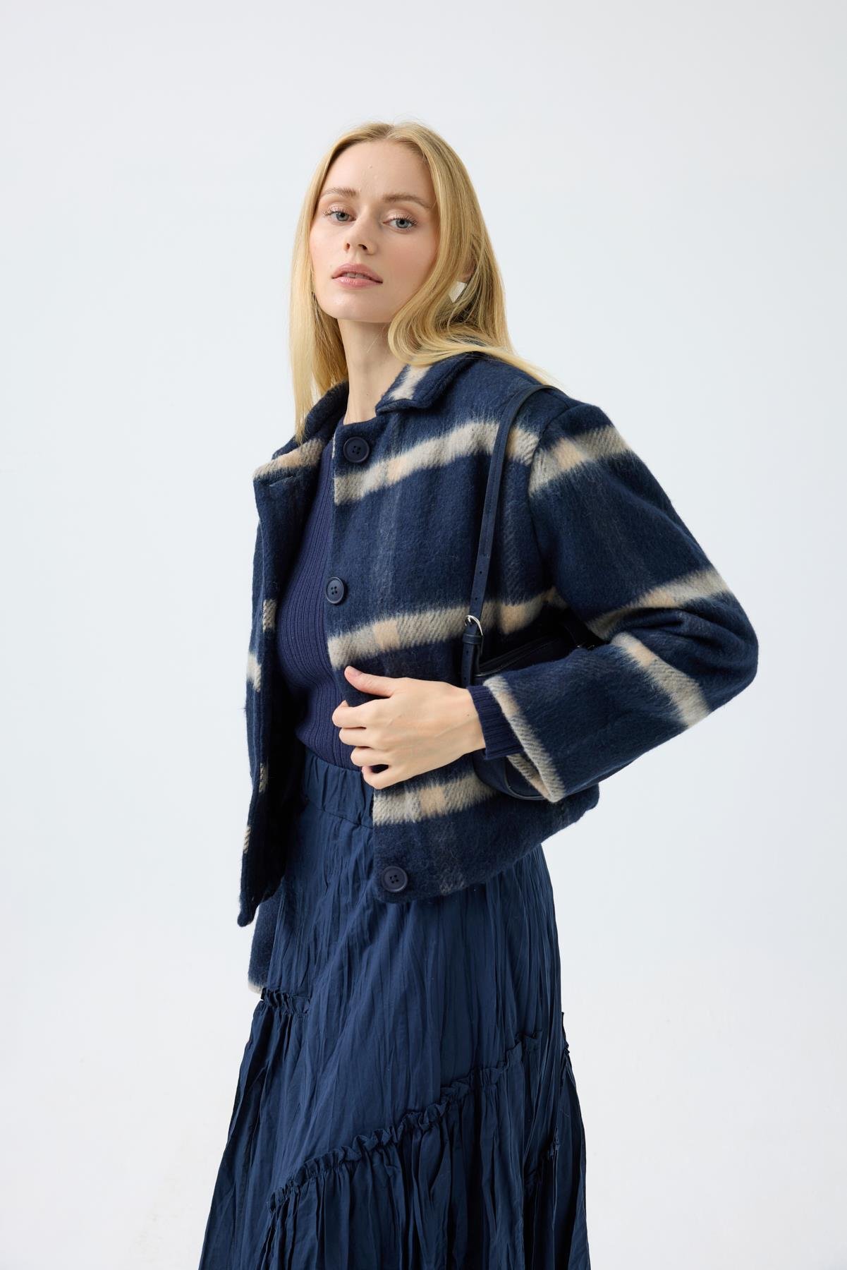 Isla Ekose Kaşe Ceket - Lacivert