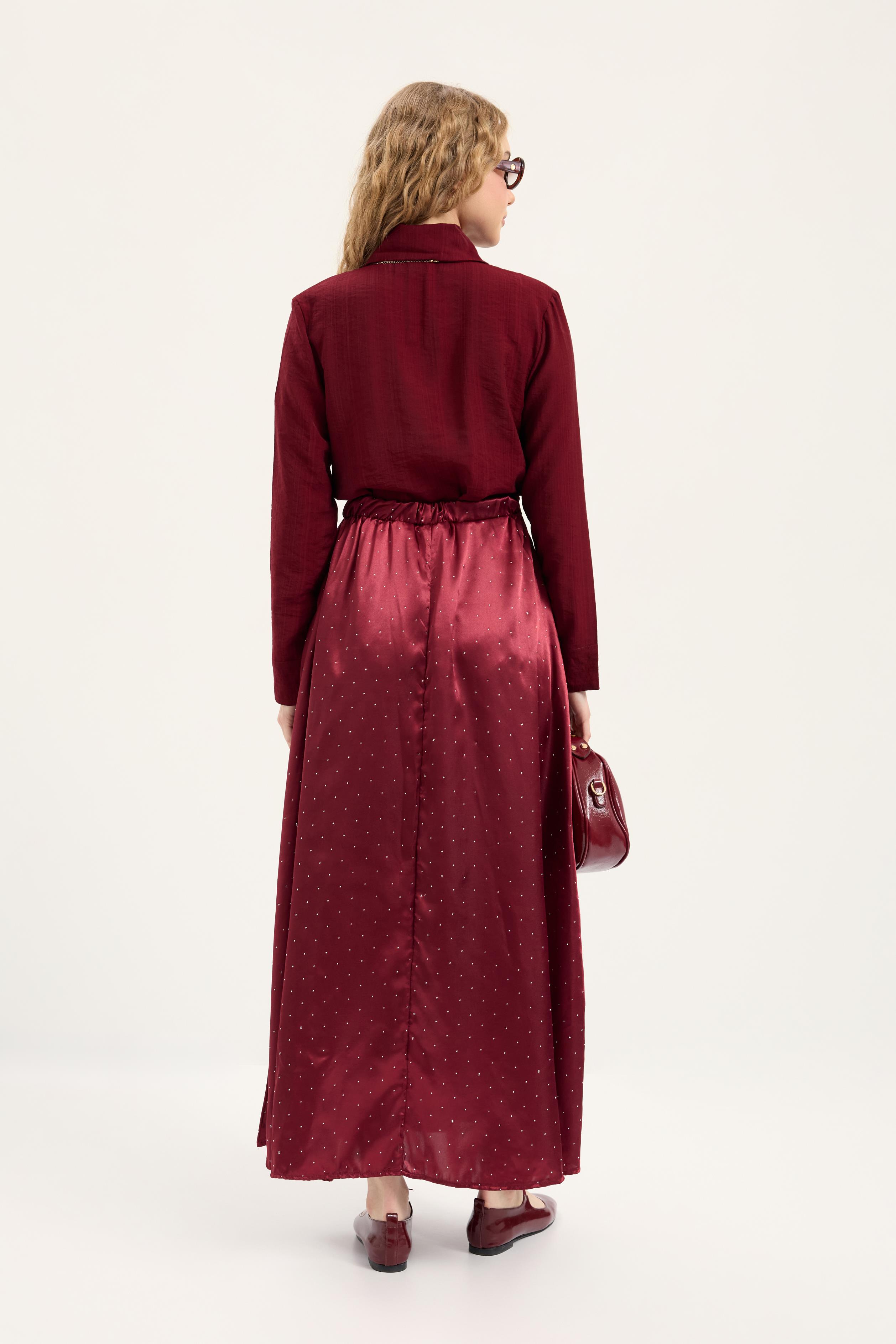 İzel Önden Bağlamalı Gömlek - Bordo