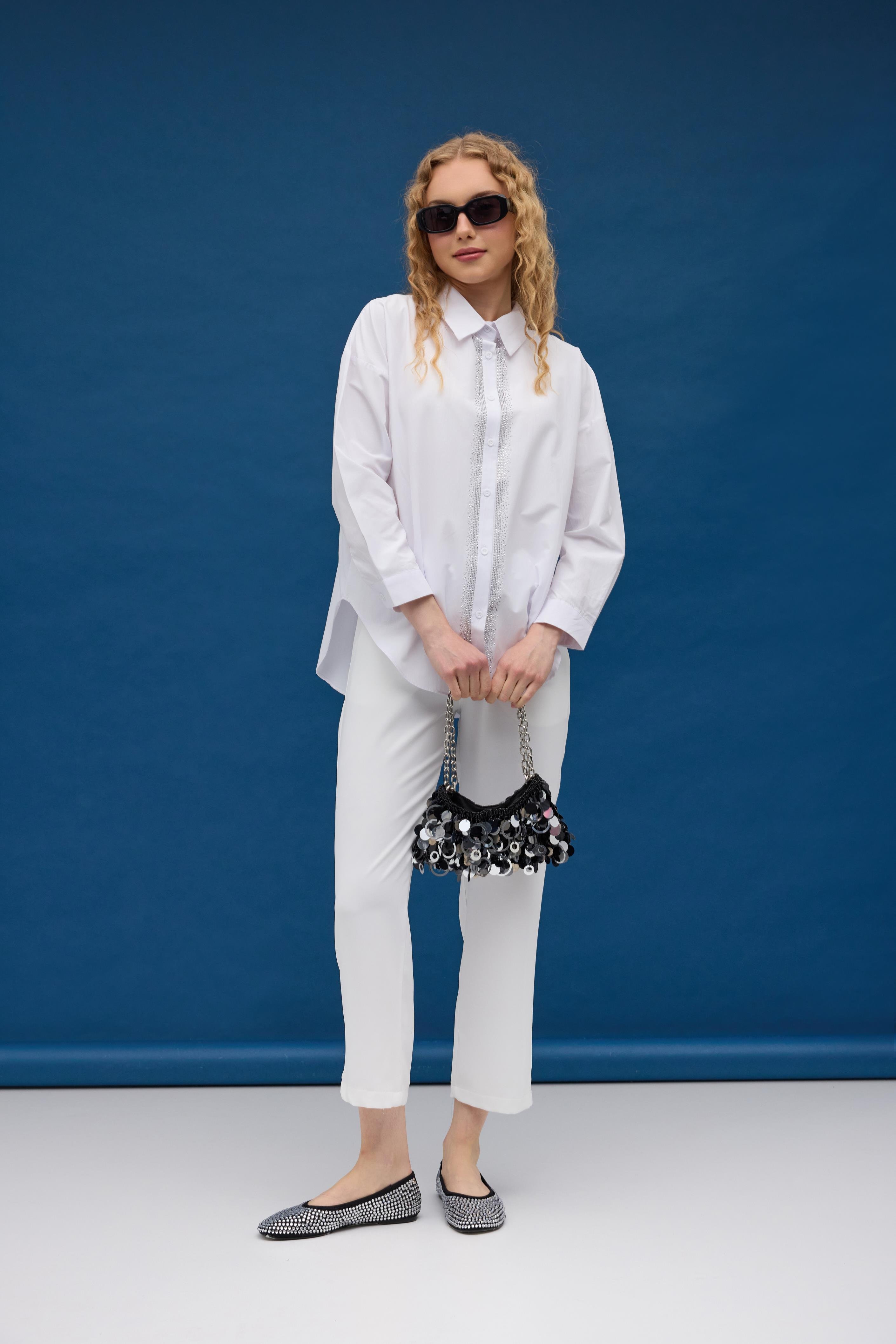 Jade Pul İşlemeli Gömlek- Beyaz