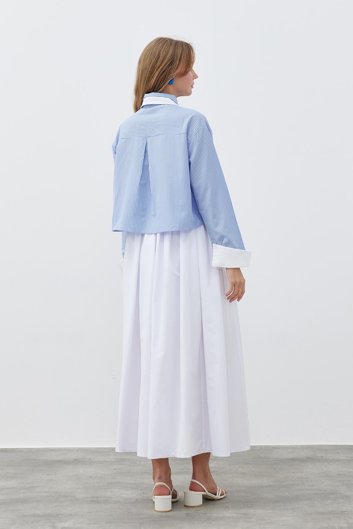 JENNY BÜZGÜLÜ GABARDİN ETEK - BEYAZ