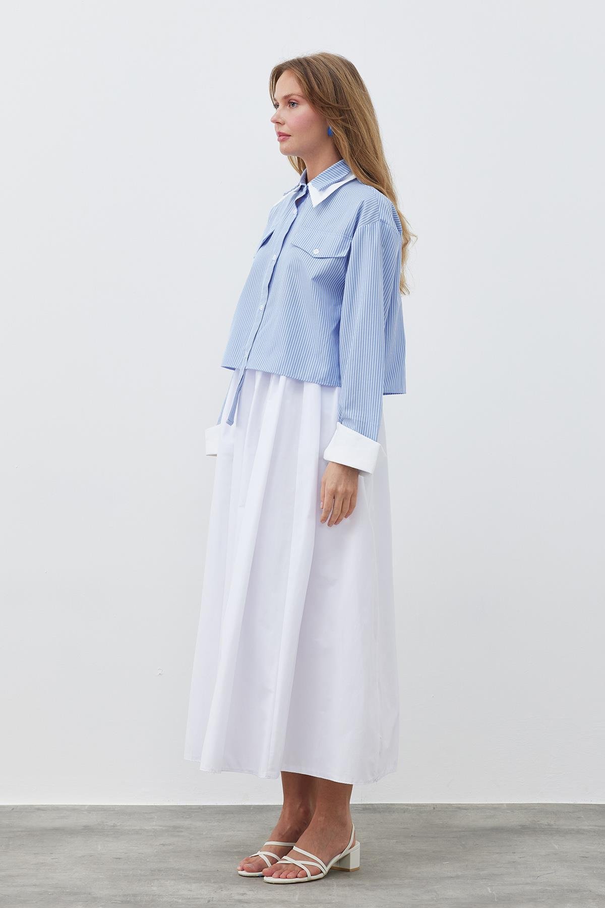 JENNY BÜZGÜLÜ GABARDİN ETEK - BEYAZ