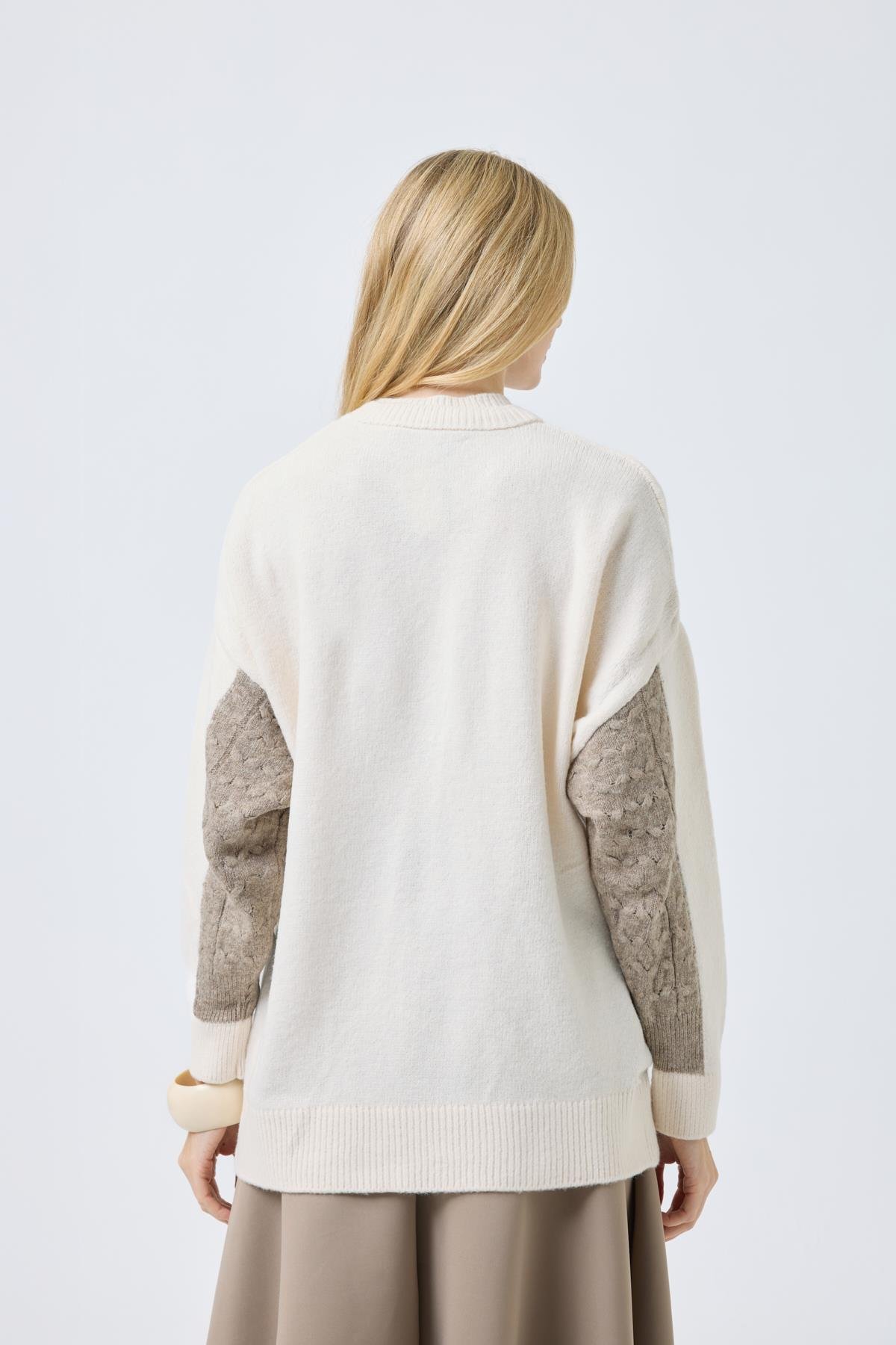 Junia Triko Parçalı Kazak  - Vizon 