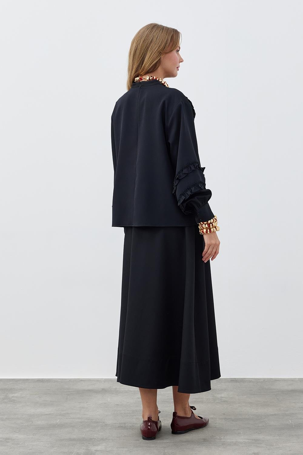 KATERİNA KREP TAKIM - SİYAH 