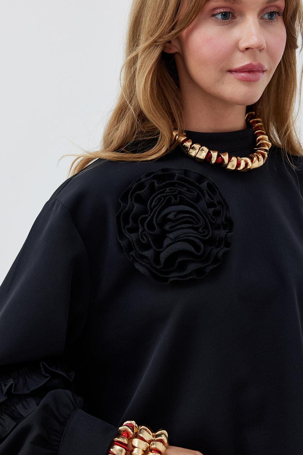 KATERİNA KREP TAKIM - SİYAH 