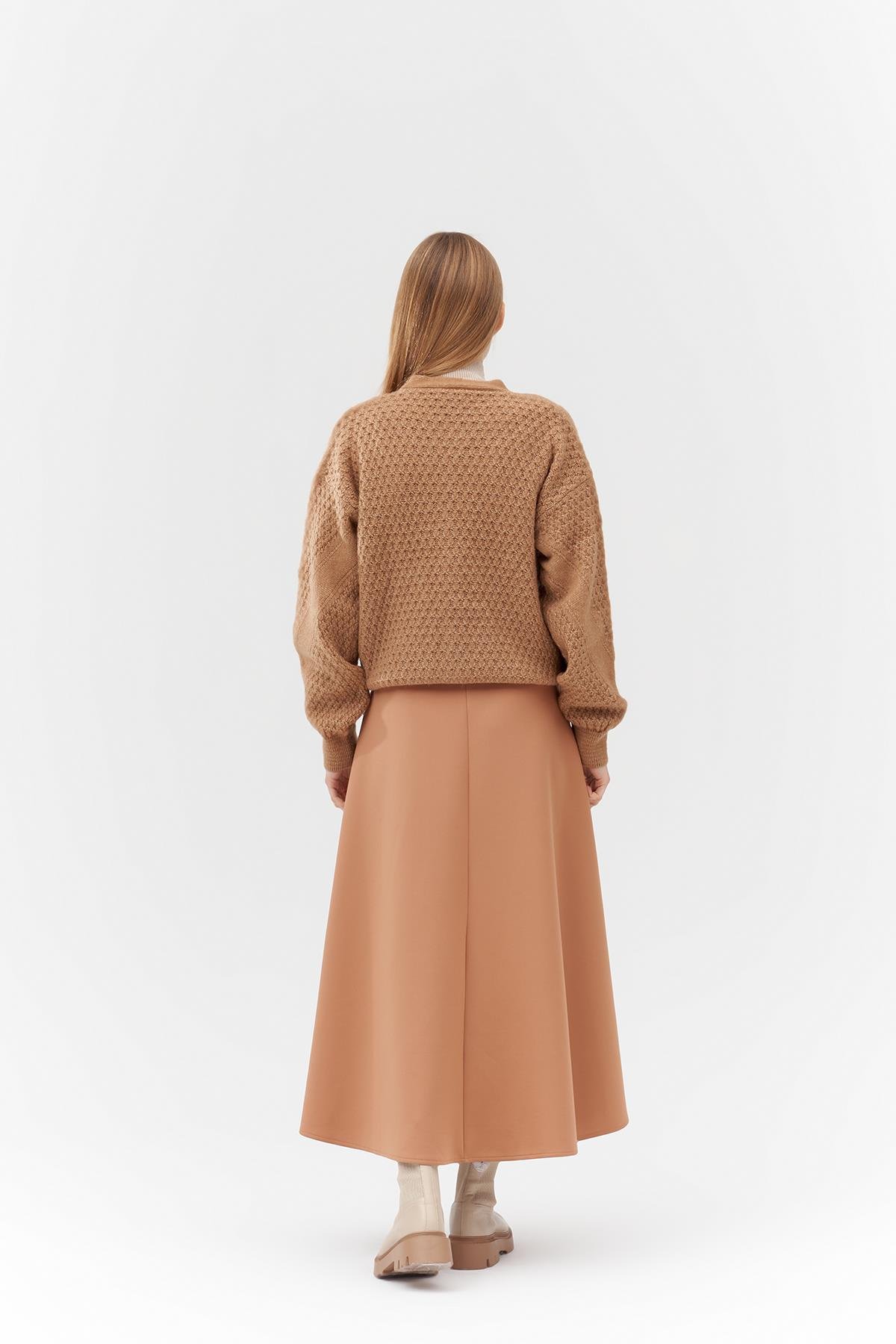 KATİE TAŞ DÜĞME DETAYLI ÖRME HIRKA - CAMEL