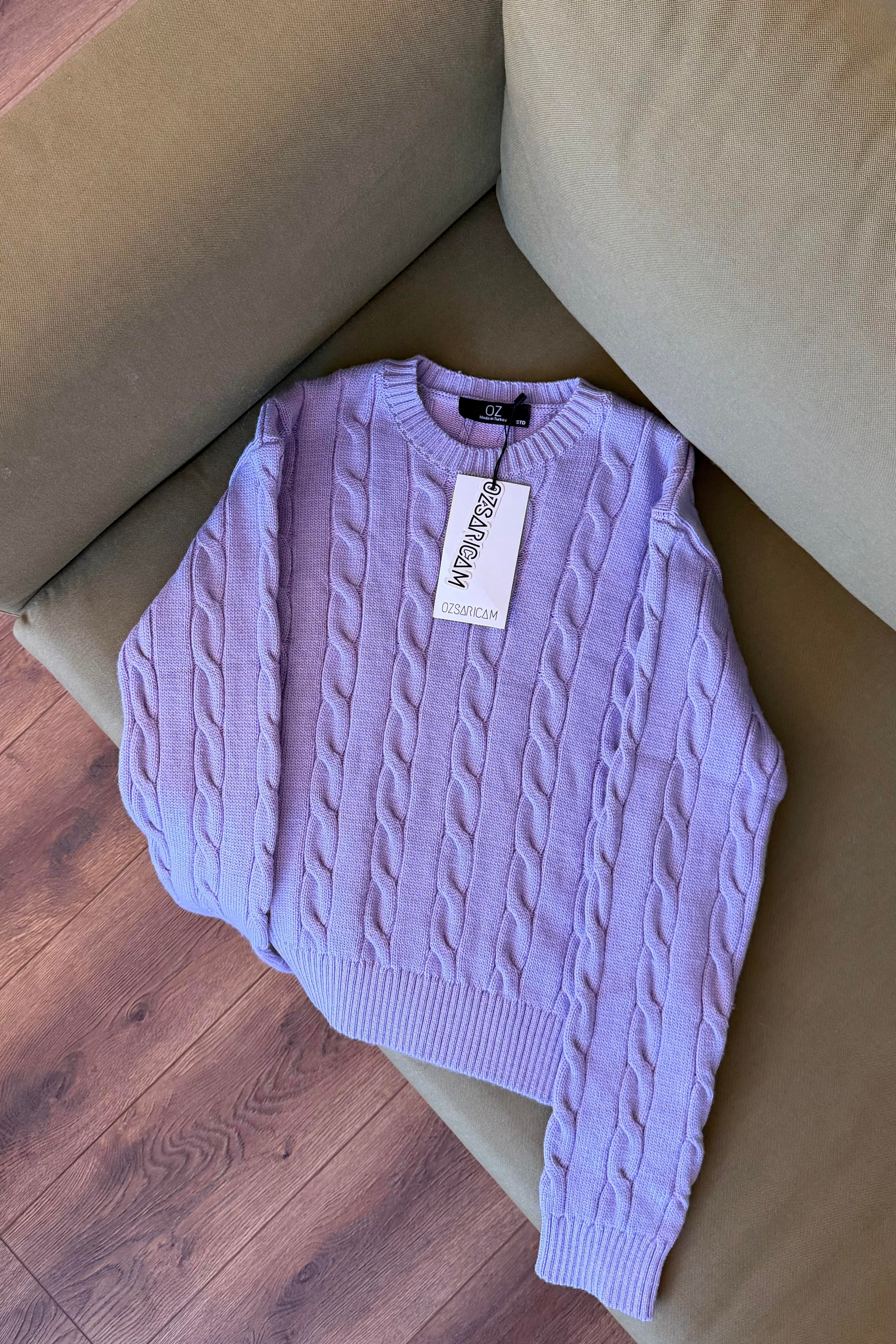 Kennedy Saç Örgülü Kazak - Lila 