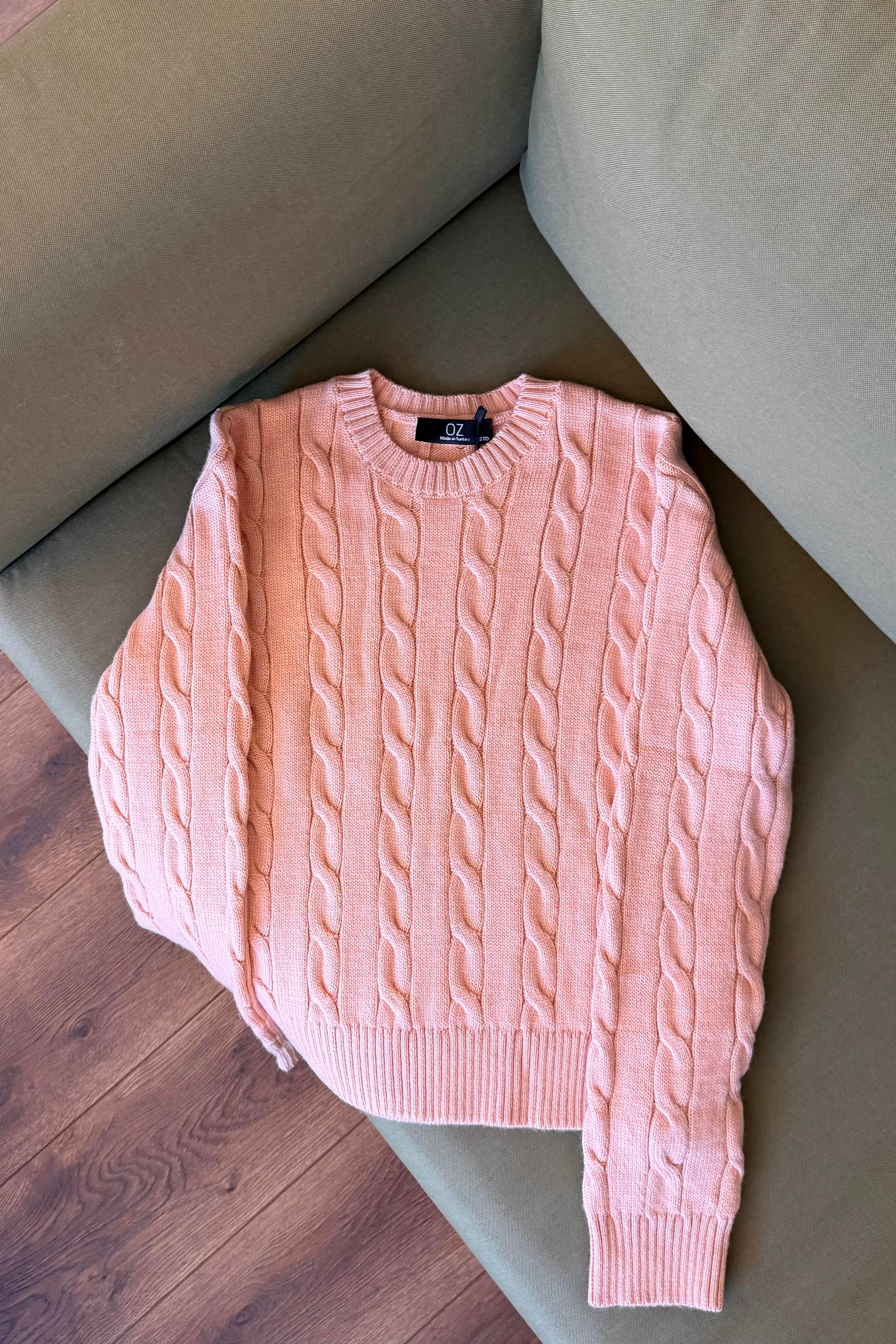 Kennedy Saç Örgülü Kazak - Somon 