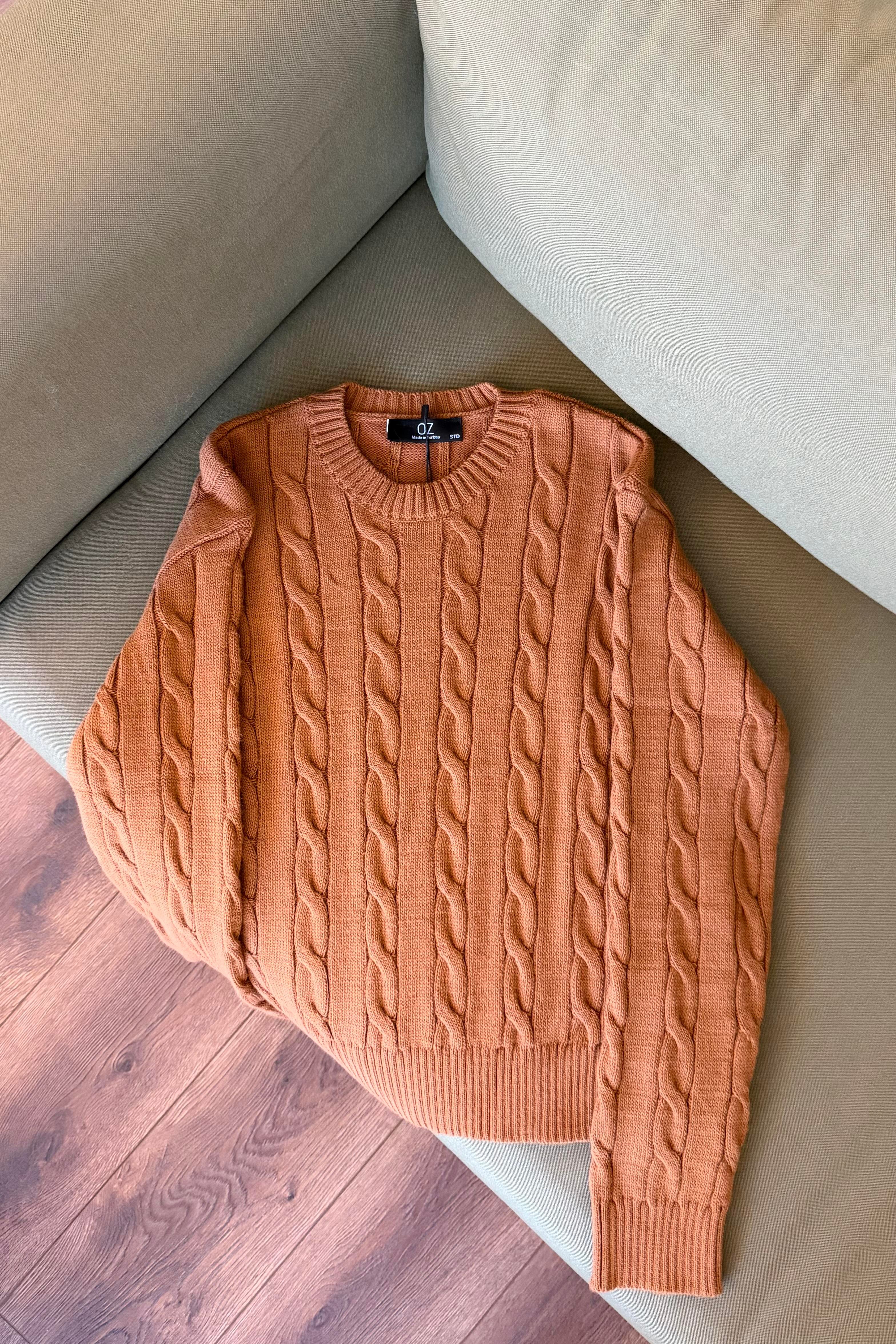 Kennedy Saç Örgülü Kazak - Tarçın 