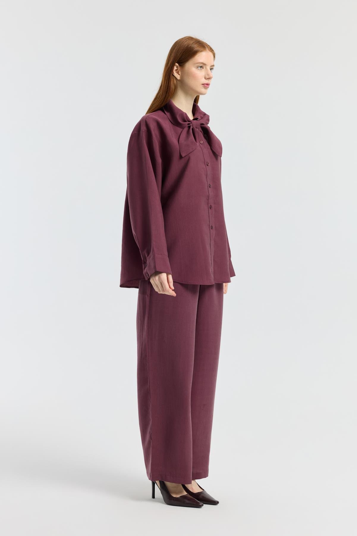 Kewin Modal Palazzo Pantolon - Mürdüm