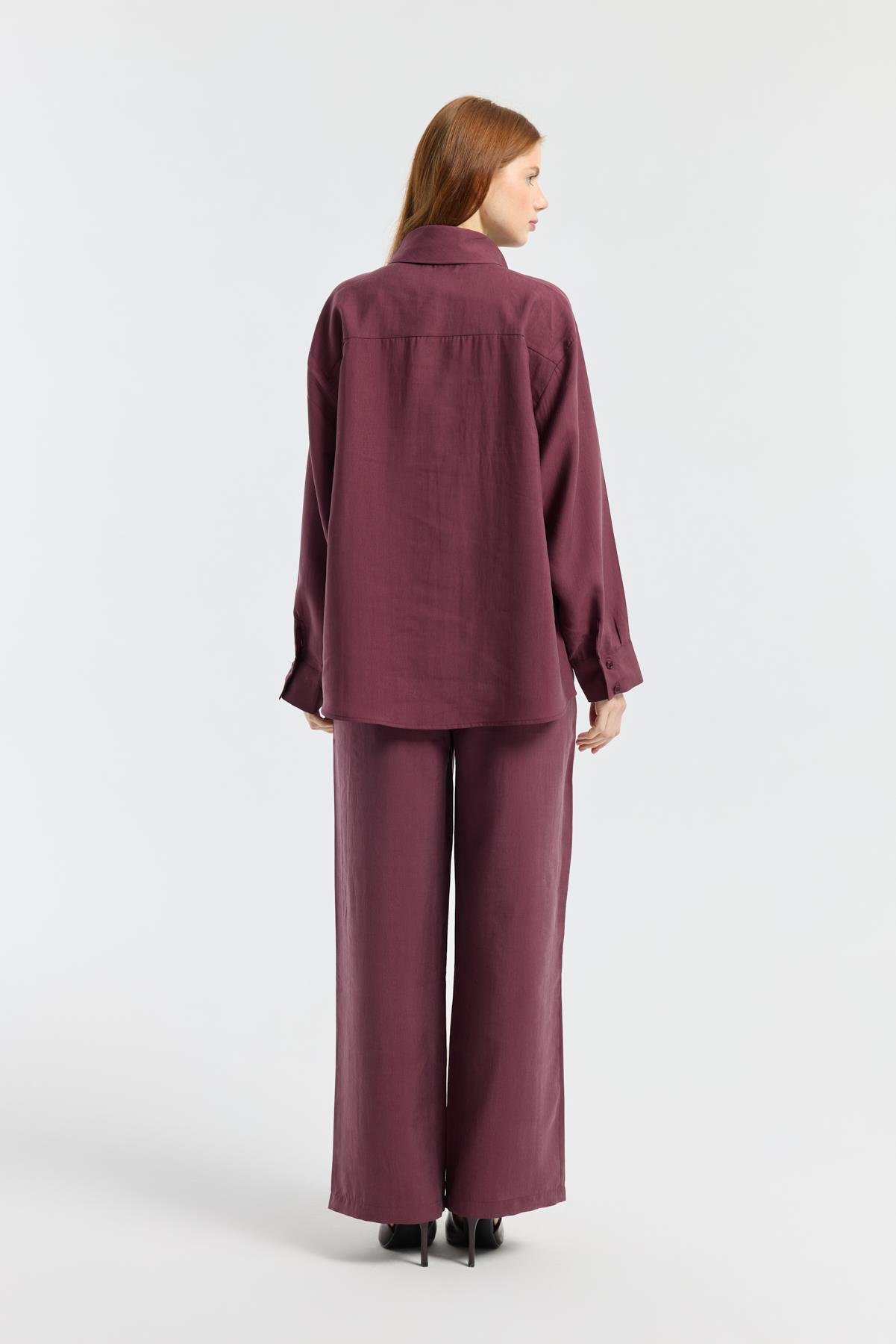 Kewin Modal Palazzo Pantolon - Mürdüm