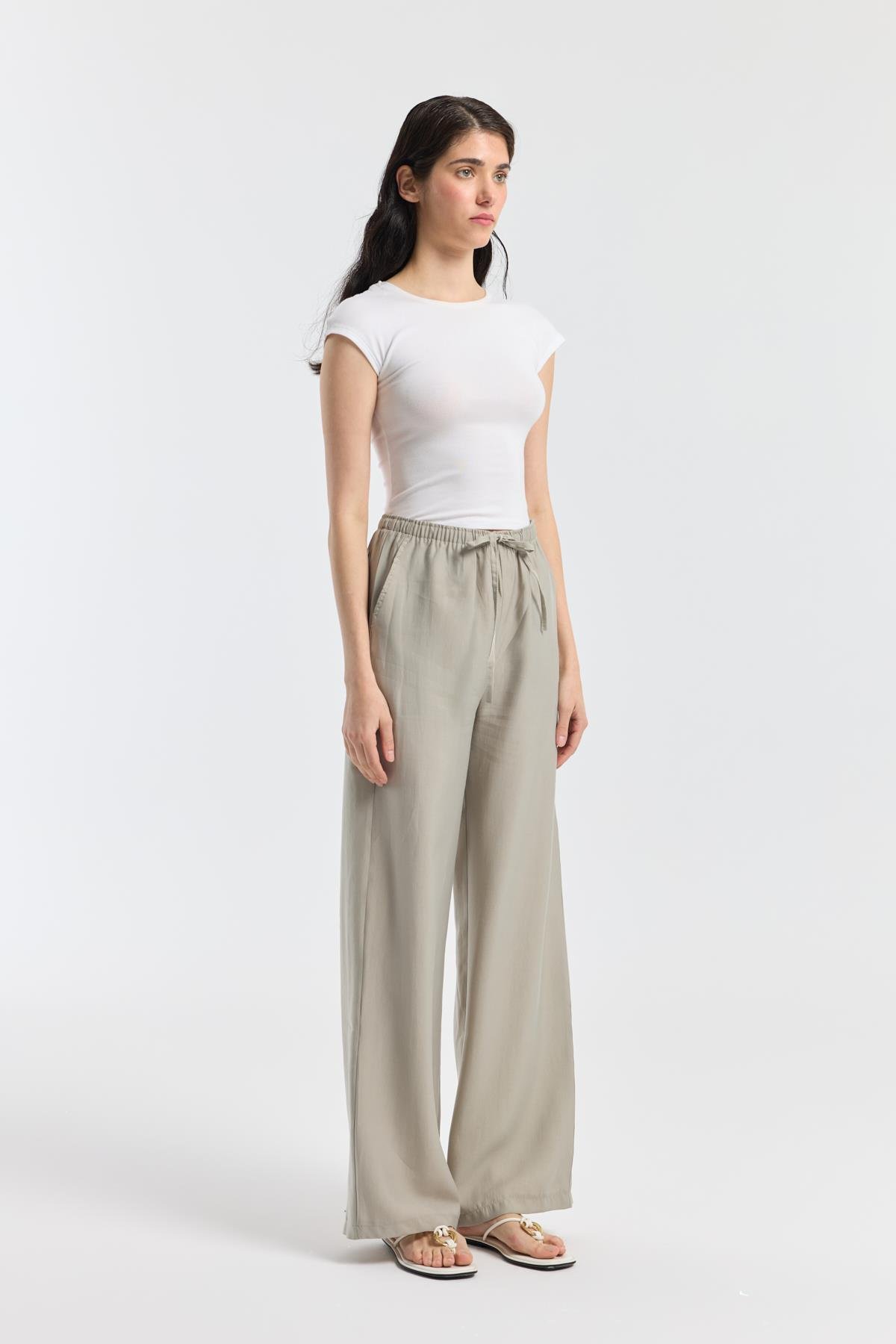 Kewin Modal Palazzo Pantolon - Taş