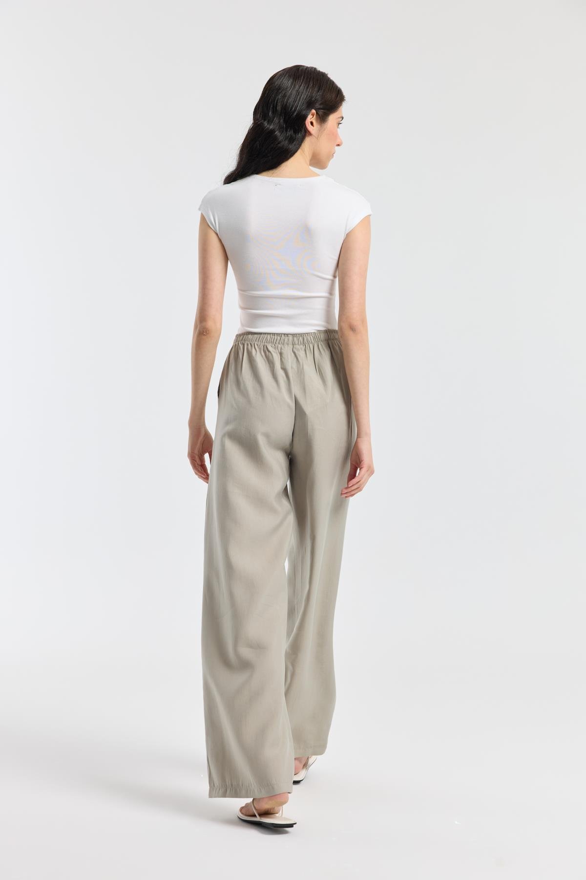 Kewin Modal Palazzo Pantolon - Taş