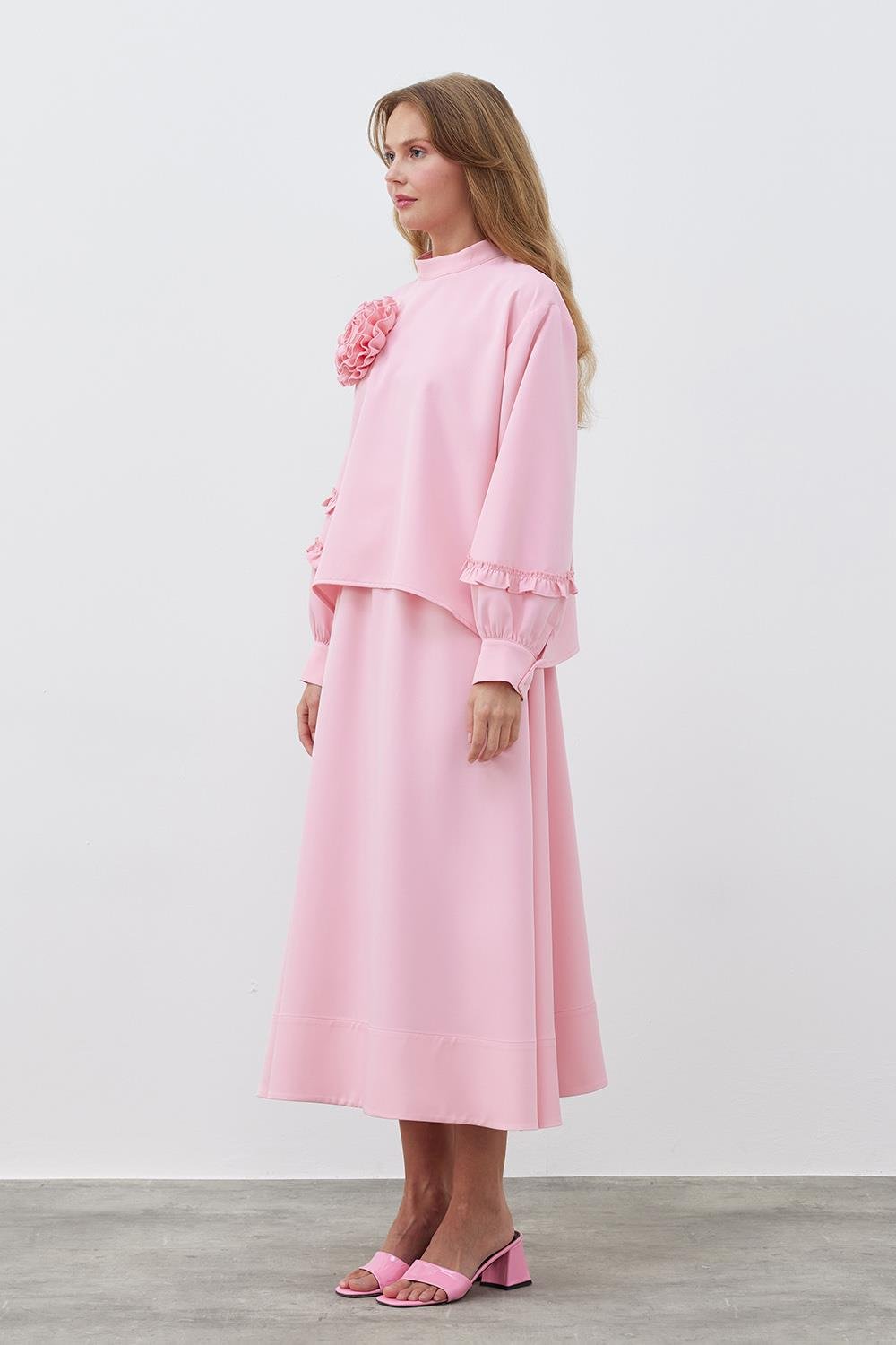 KREP KLOŞ ETEK - PEMBE 