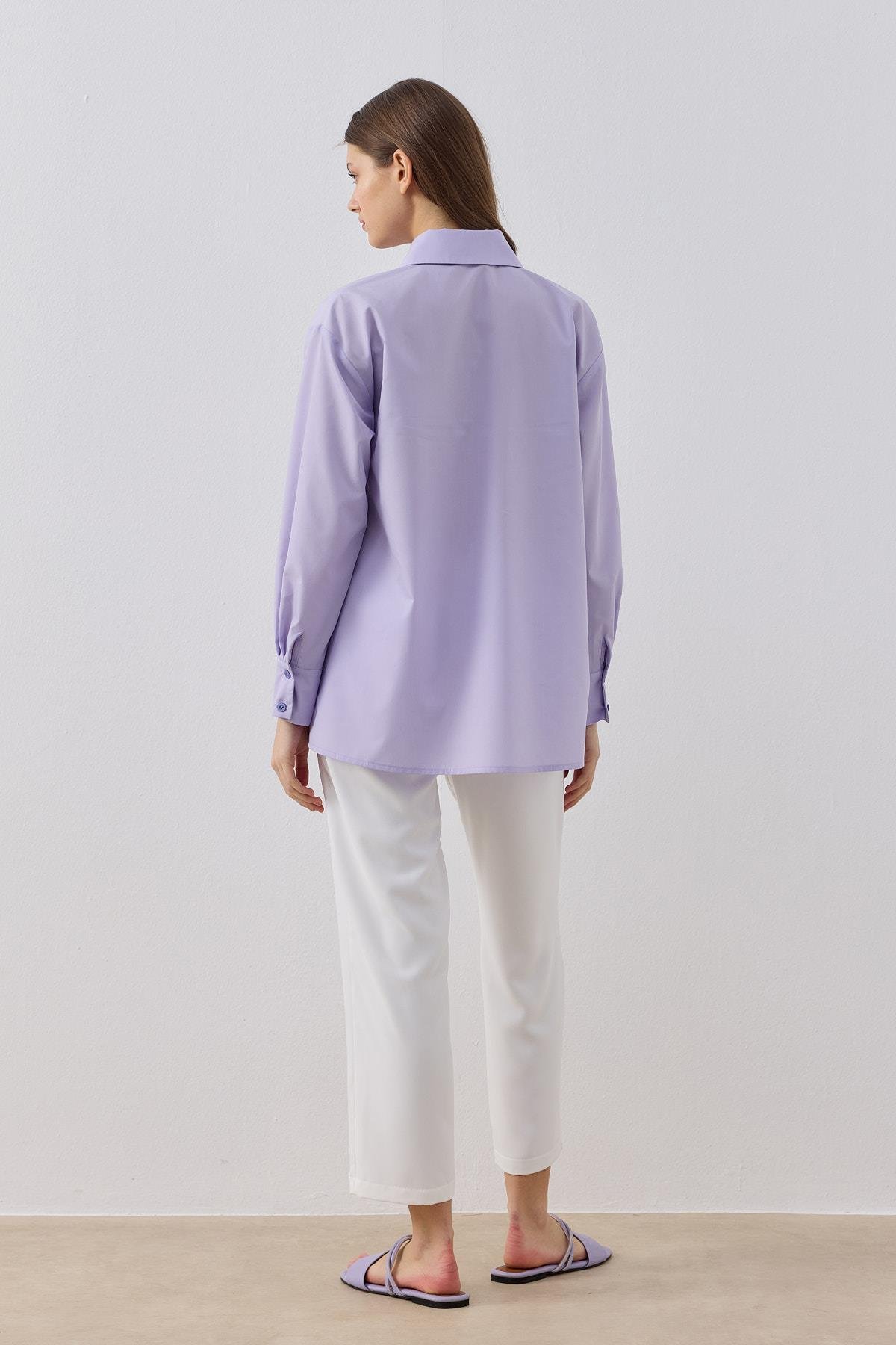 Larissa Çift Kapamalı Cepli Gömlek - Lila