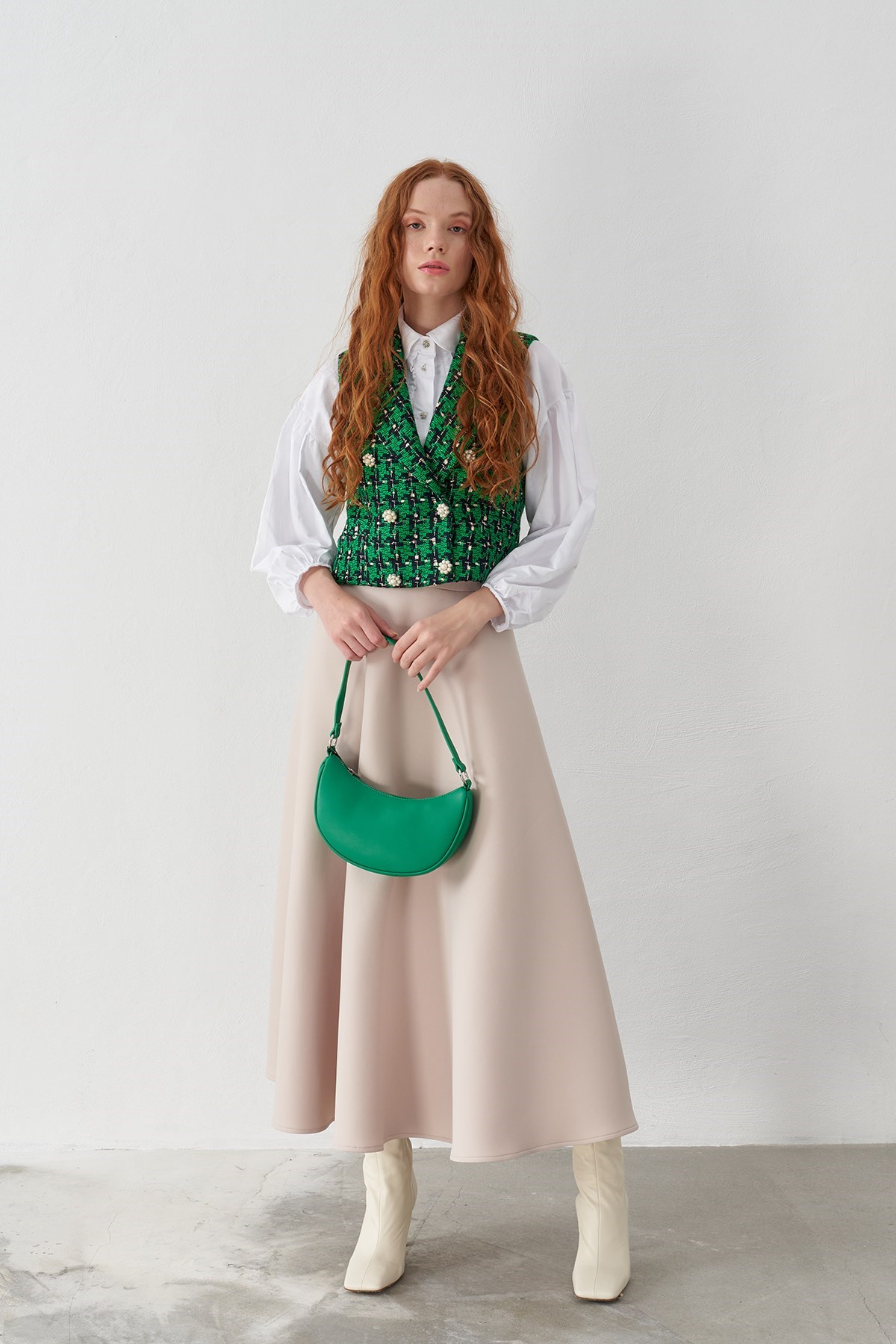 Vanessa Düğme Detaylı Yelek - Yeşil