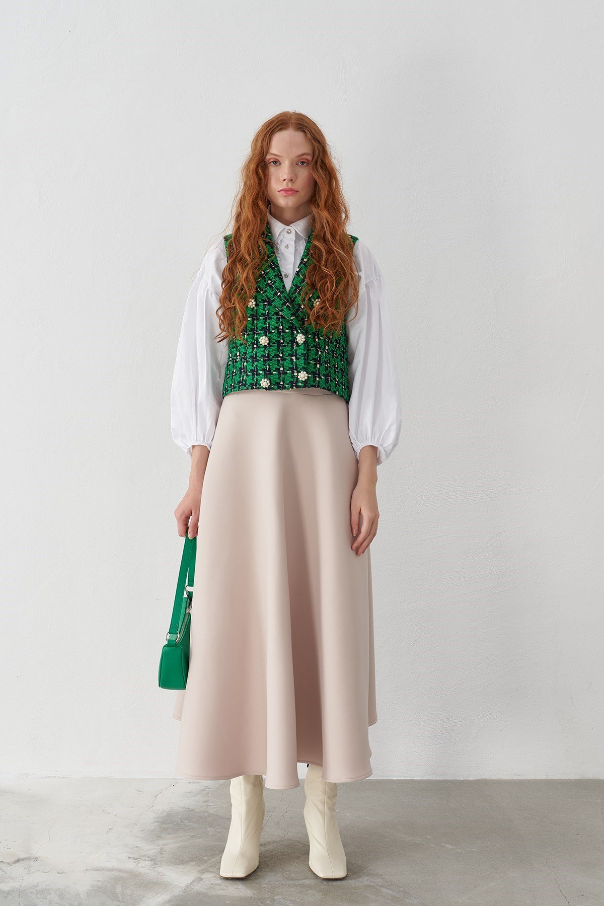 Vanessa Düğme Detaylı Yelek - Yeşil