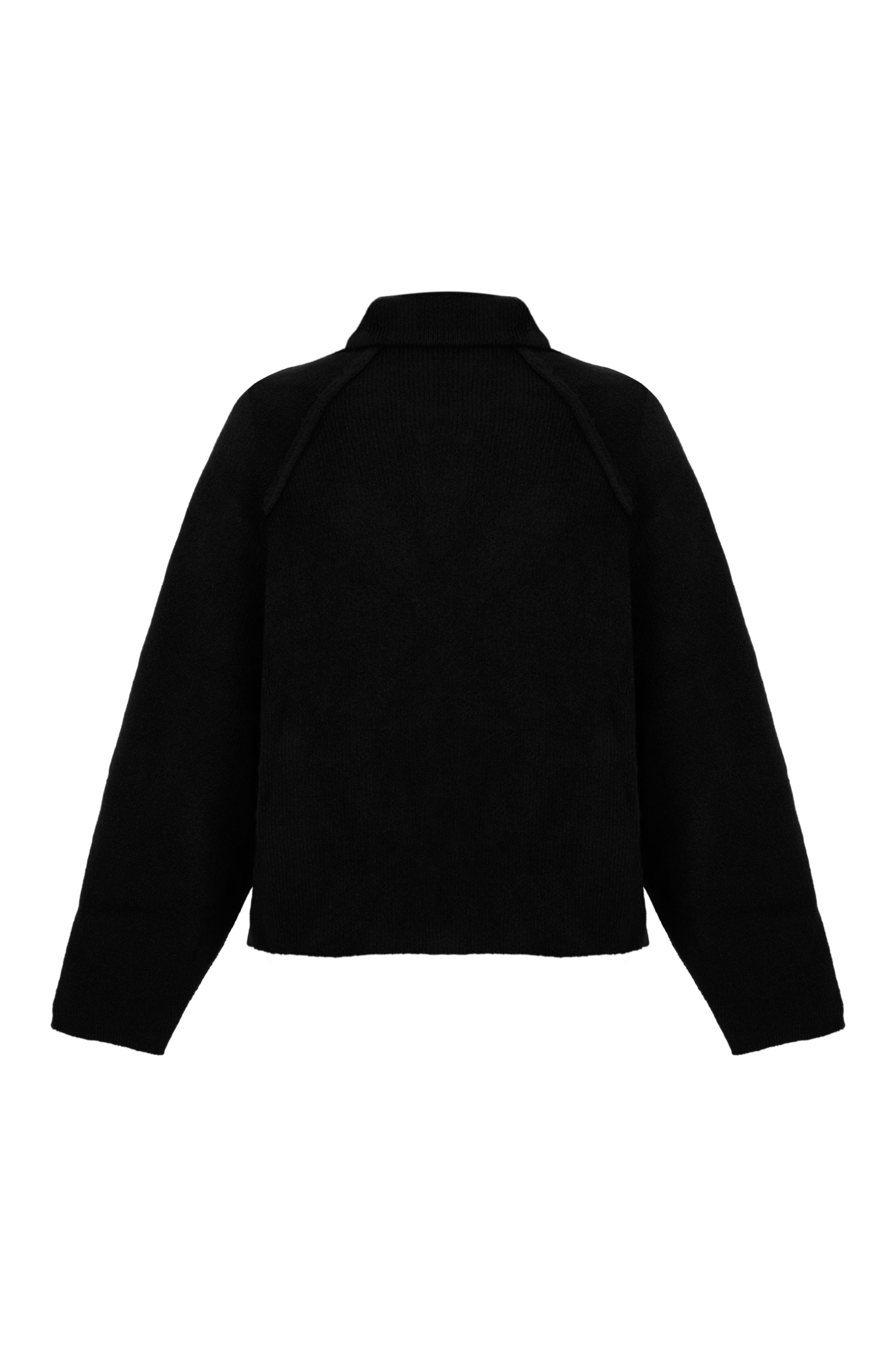 Lauren Fermuarlı Bomber Triko Hırka - Siyah