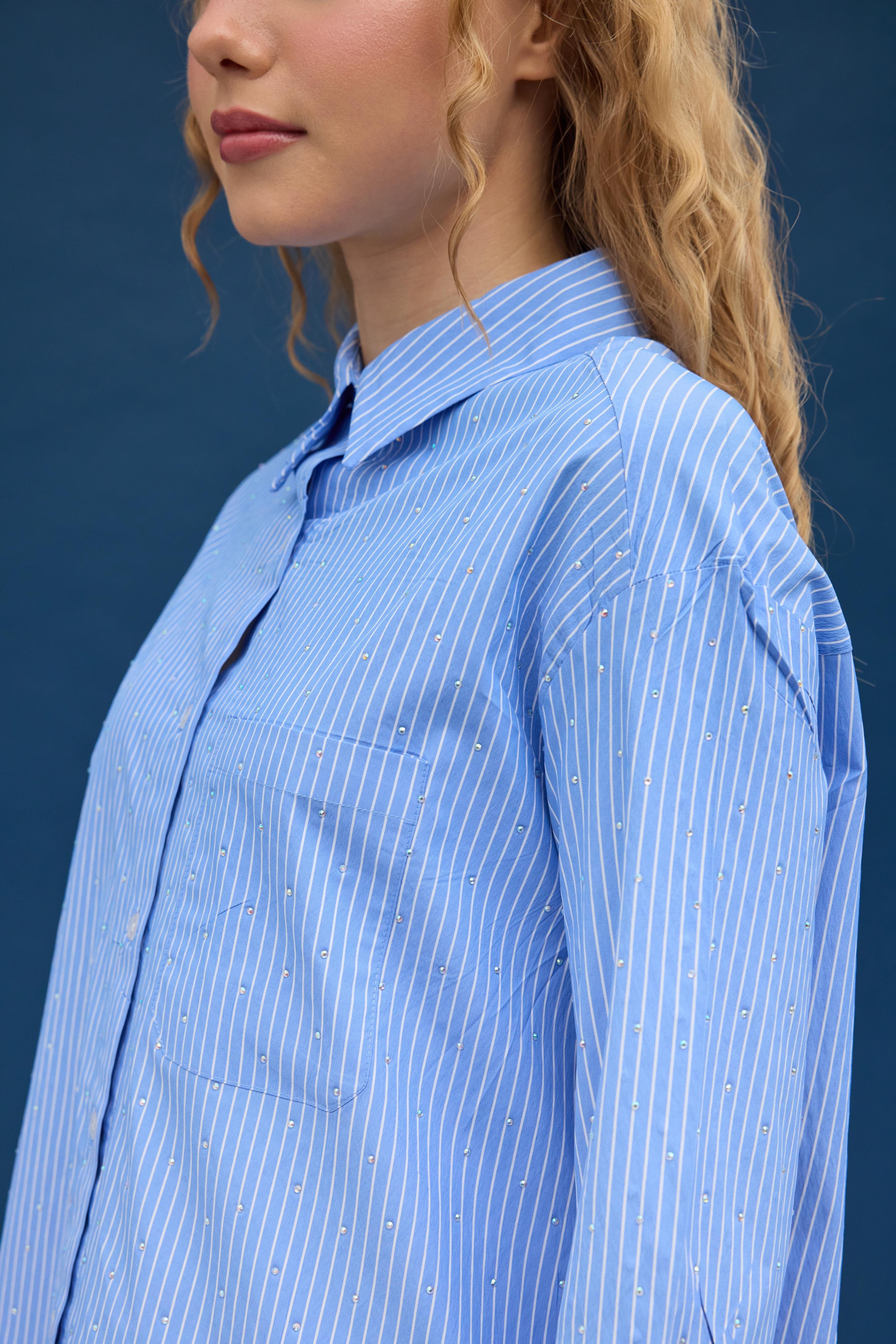 Lea Pul İşlemeli Gömlek - Mavi