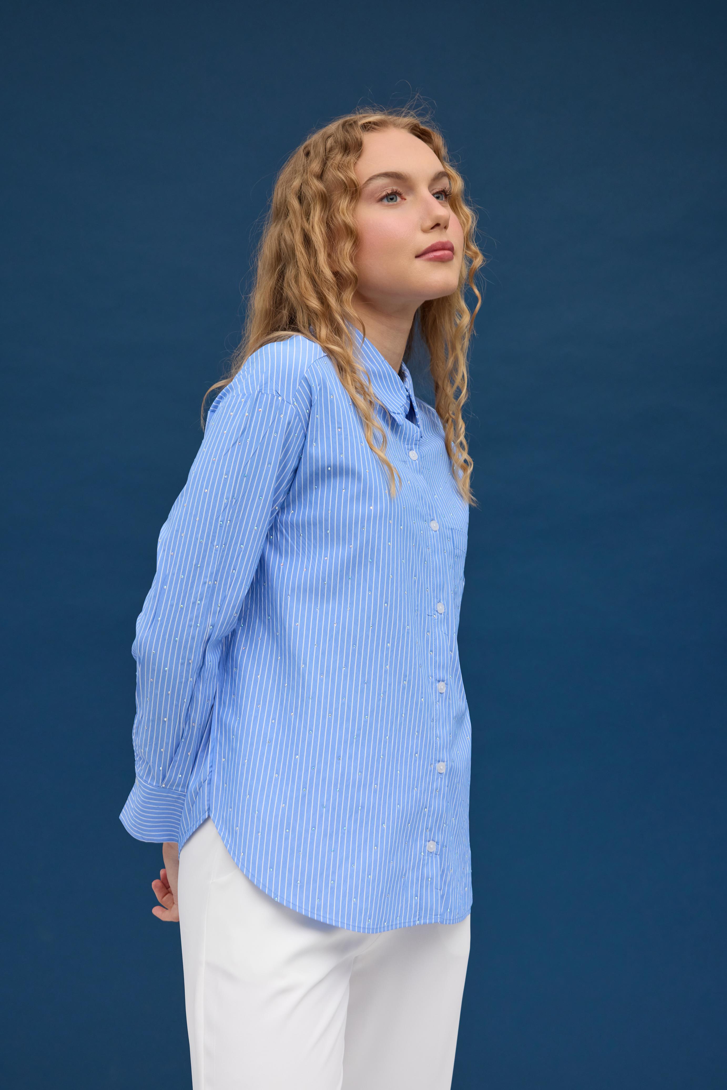 Lea Pul İşlemeli Gömlek - Mavi