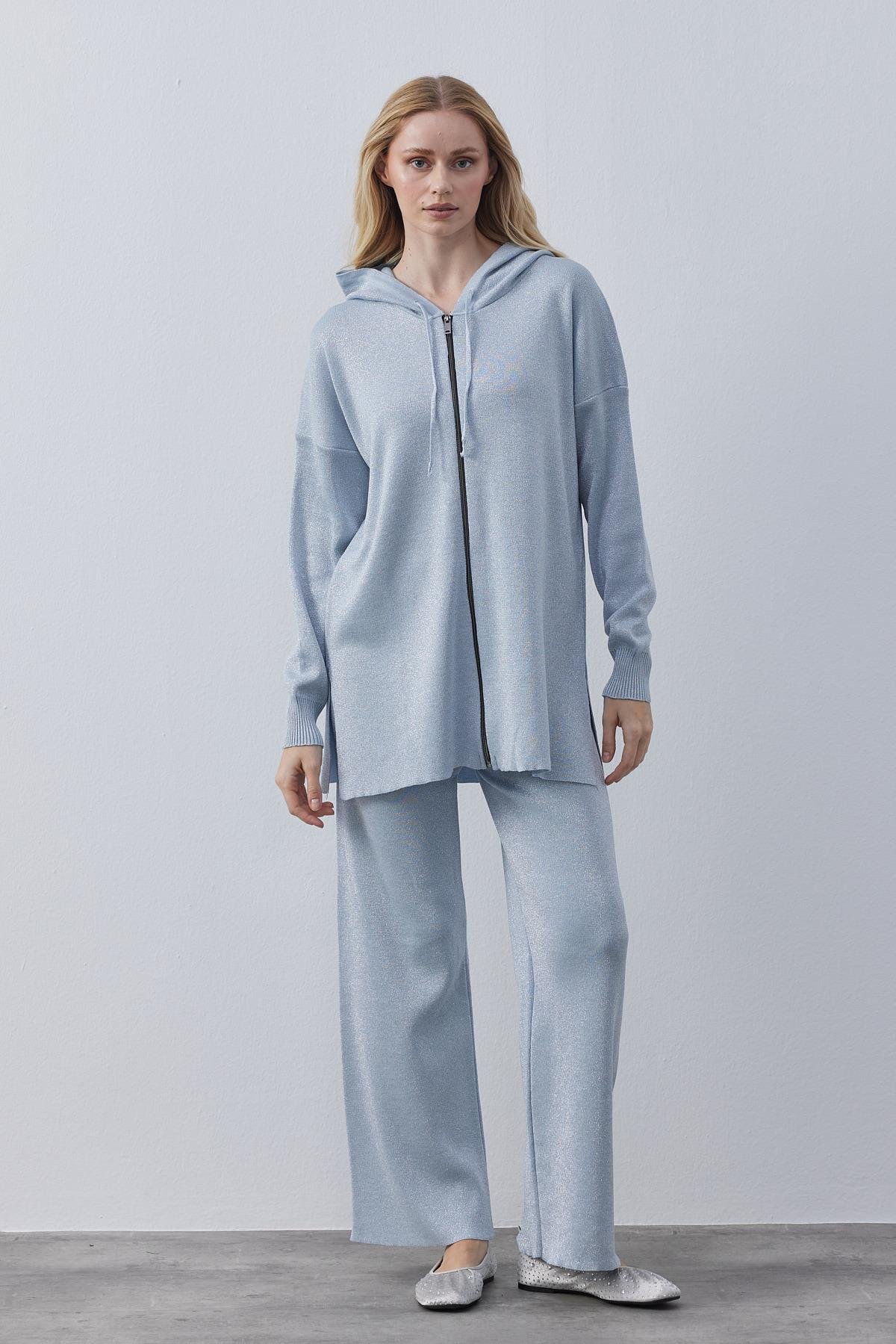 Leah Simli Triko Takım - Bebe mavi