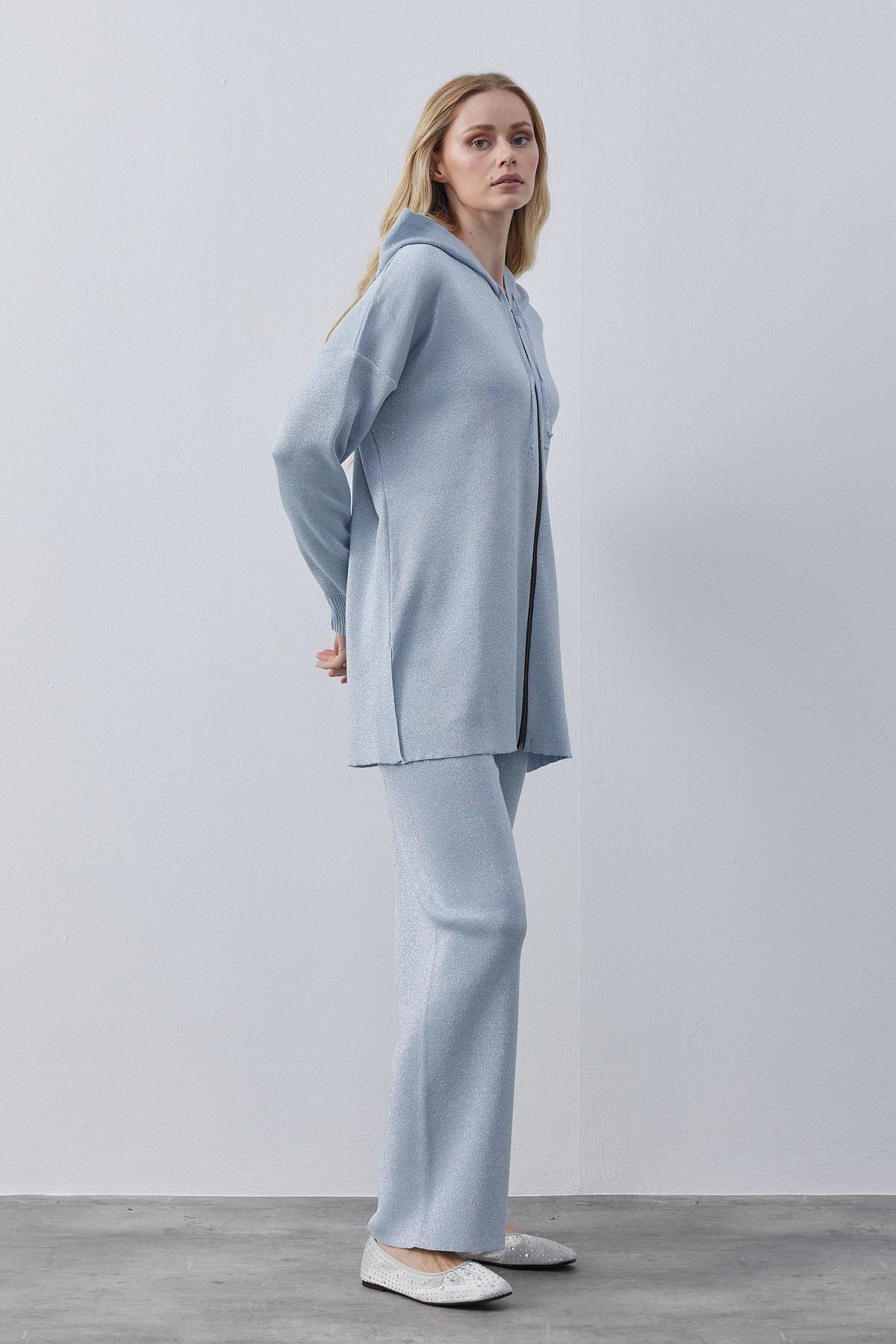 Leah Simli Triko Takım - Bebe mavi