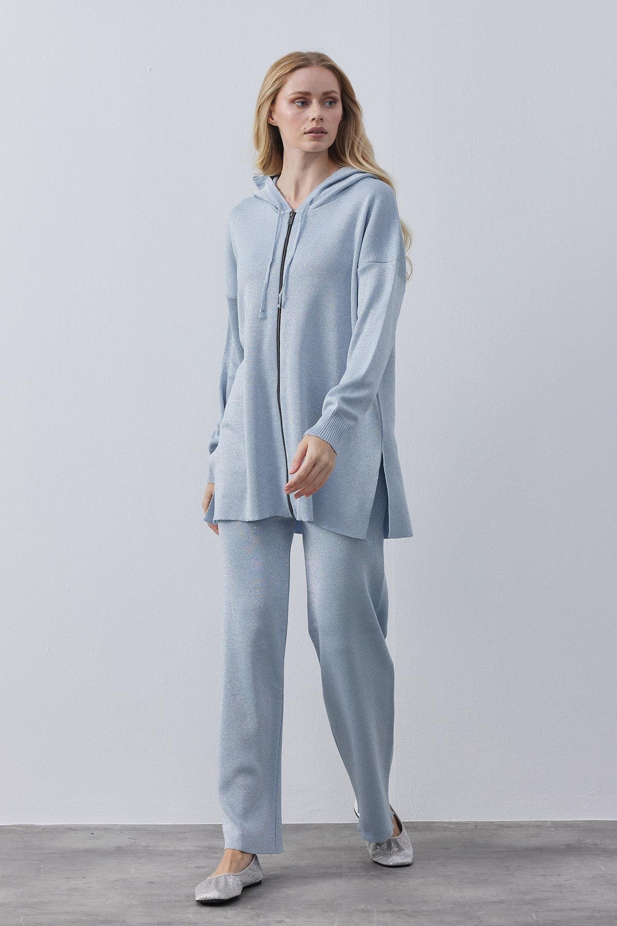 Leah Simli Triko Takım - Bebe mavi