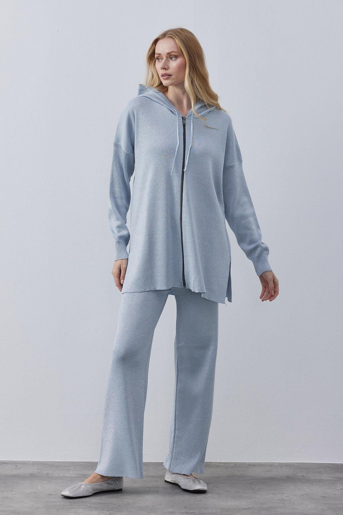 Leah Simli Triko Takım - Bebe mavi