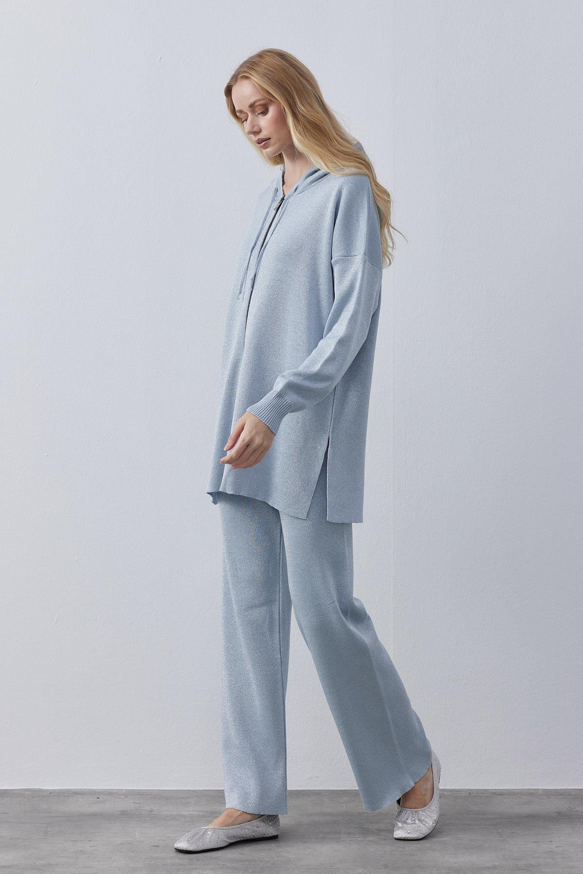 Leah Simli Triko Takım - Bebe mavi