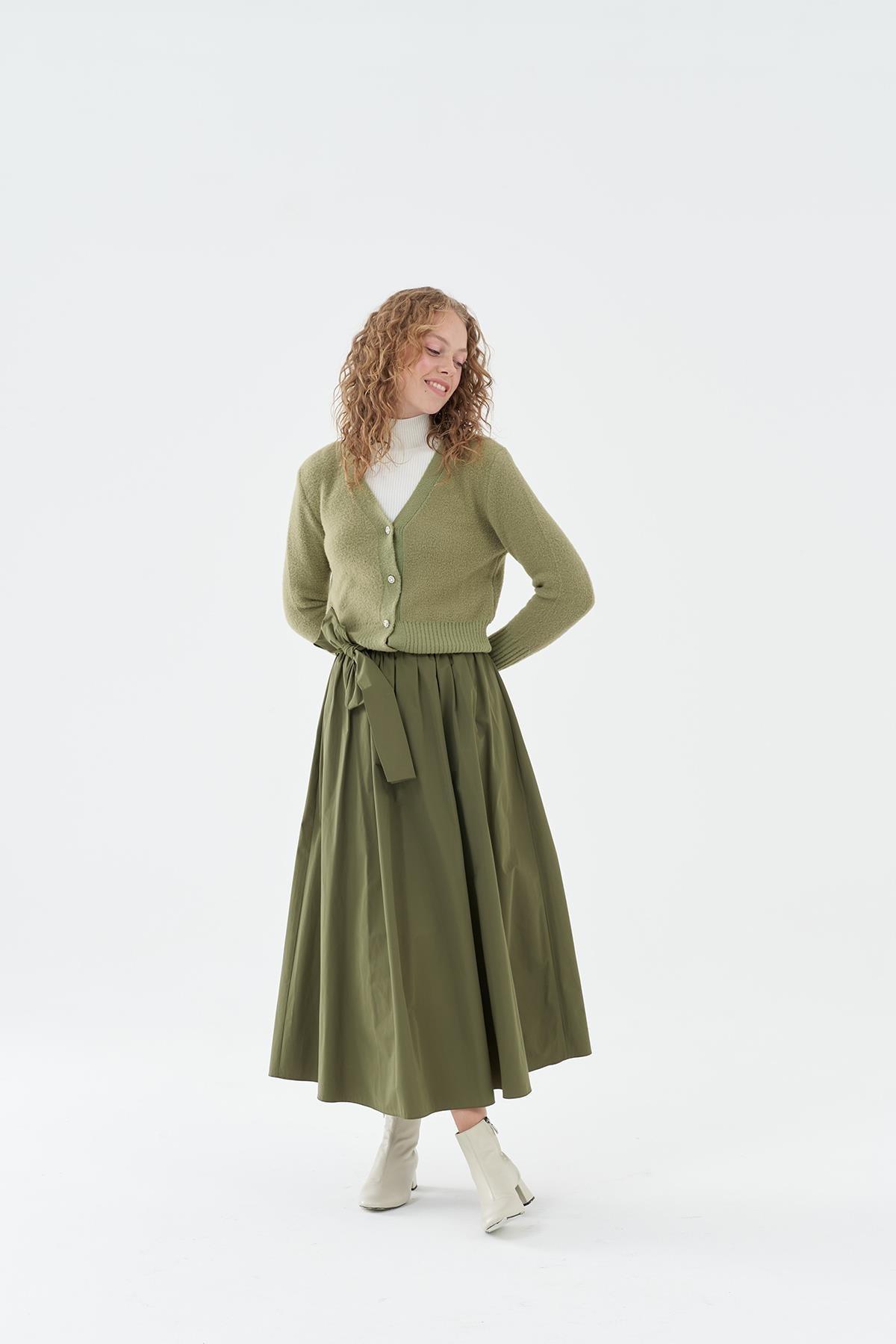 Leda Paraşüt Etek - Haki