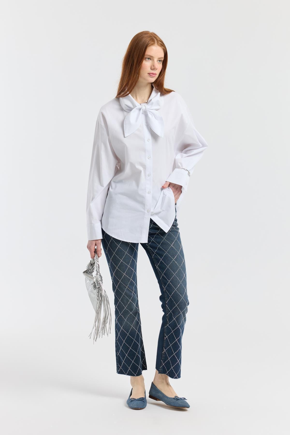 Lepure Kesik Paçalı Taşlı Denim 