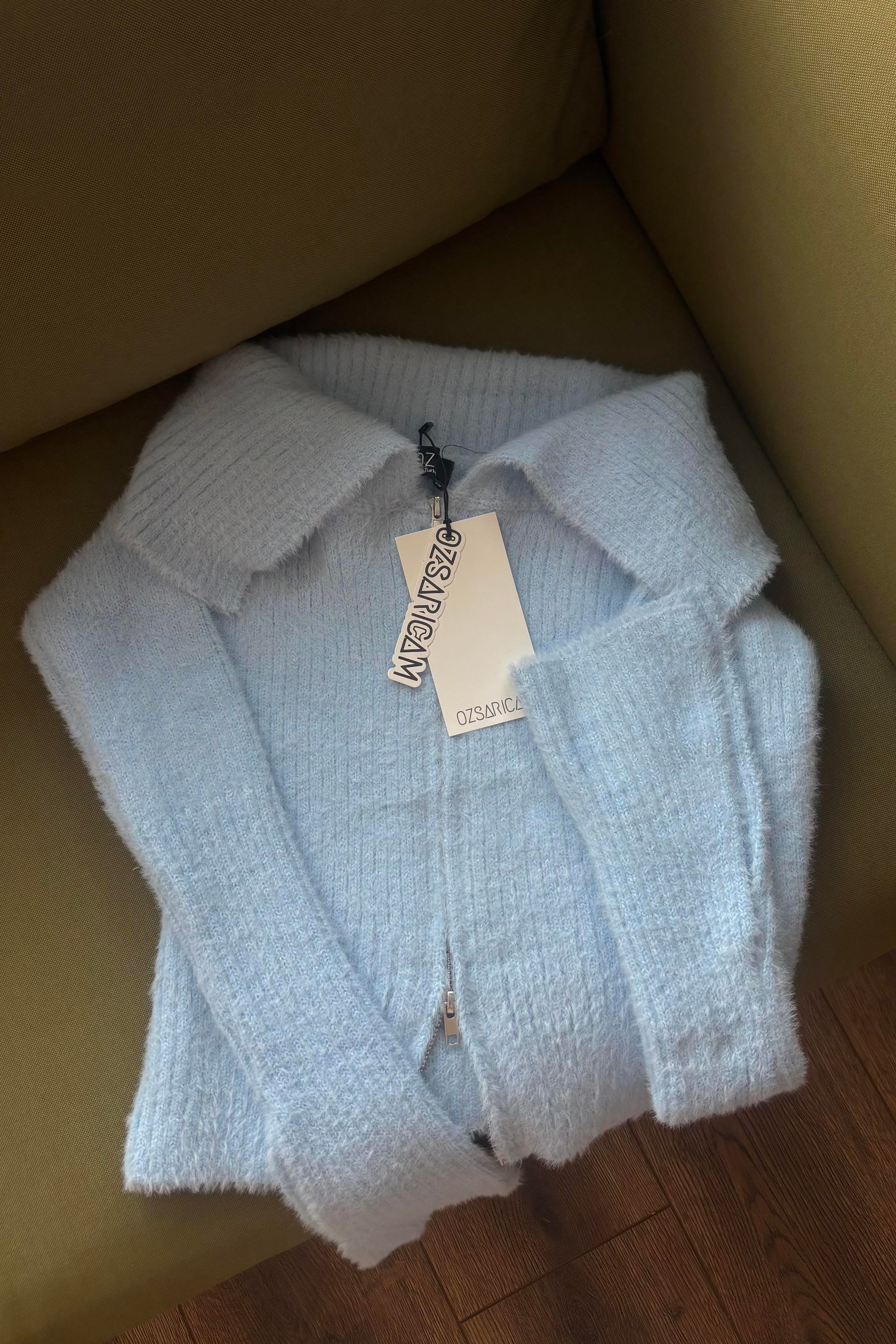 Lexa Denizci Yaka Fermuarlı Hırka - Bebe mavi