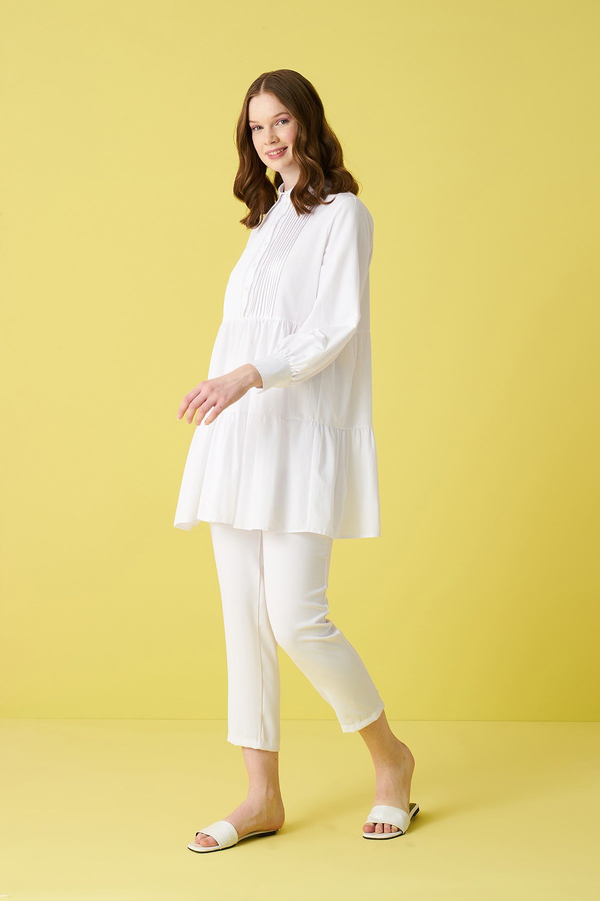 Lily Nervür Detaylı Poplin Gömlek - Beyaz 