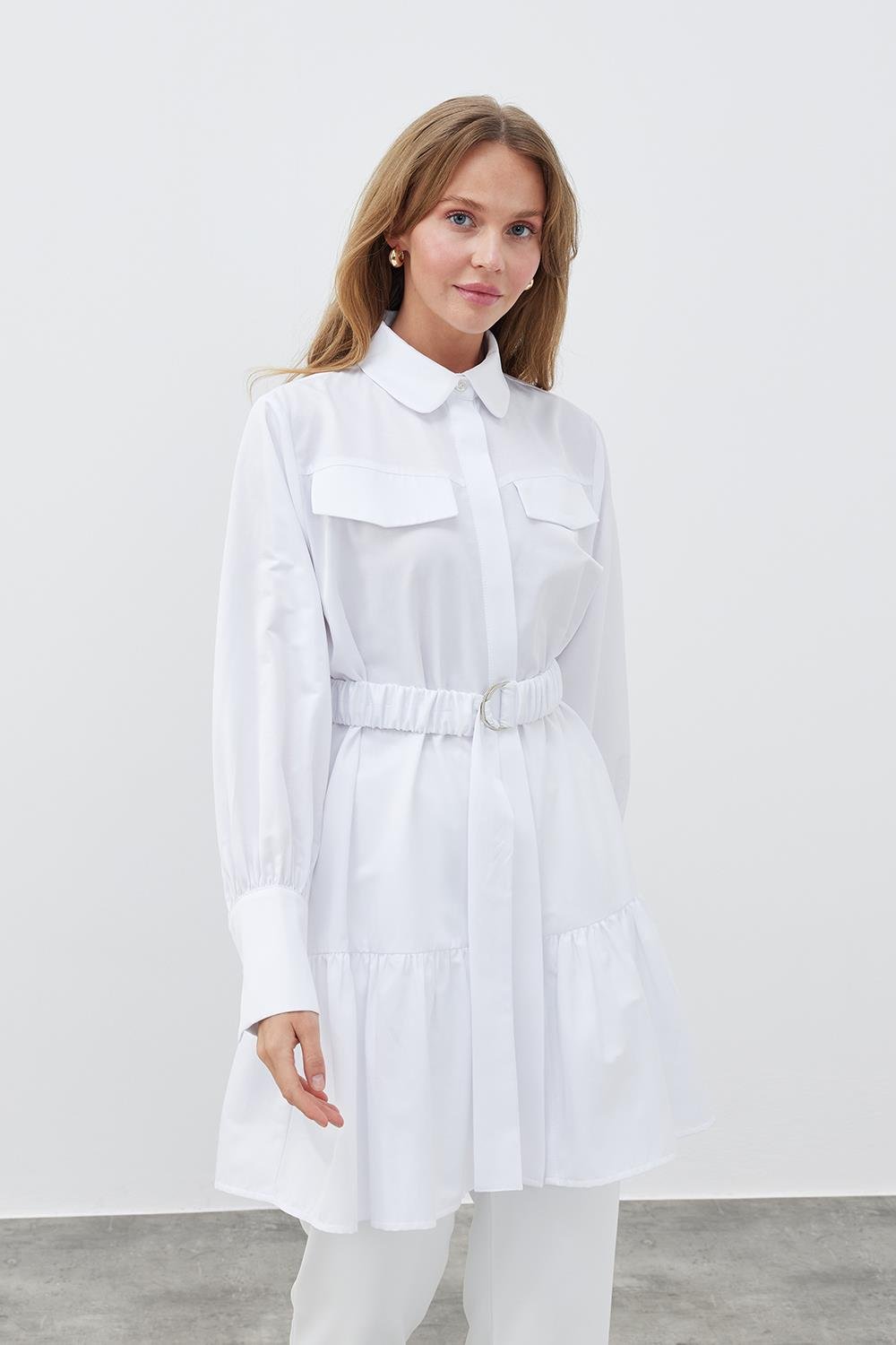 LİONA KEMERLİ GÖMLEK - BEYAZ 