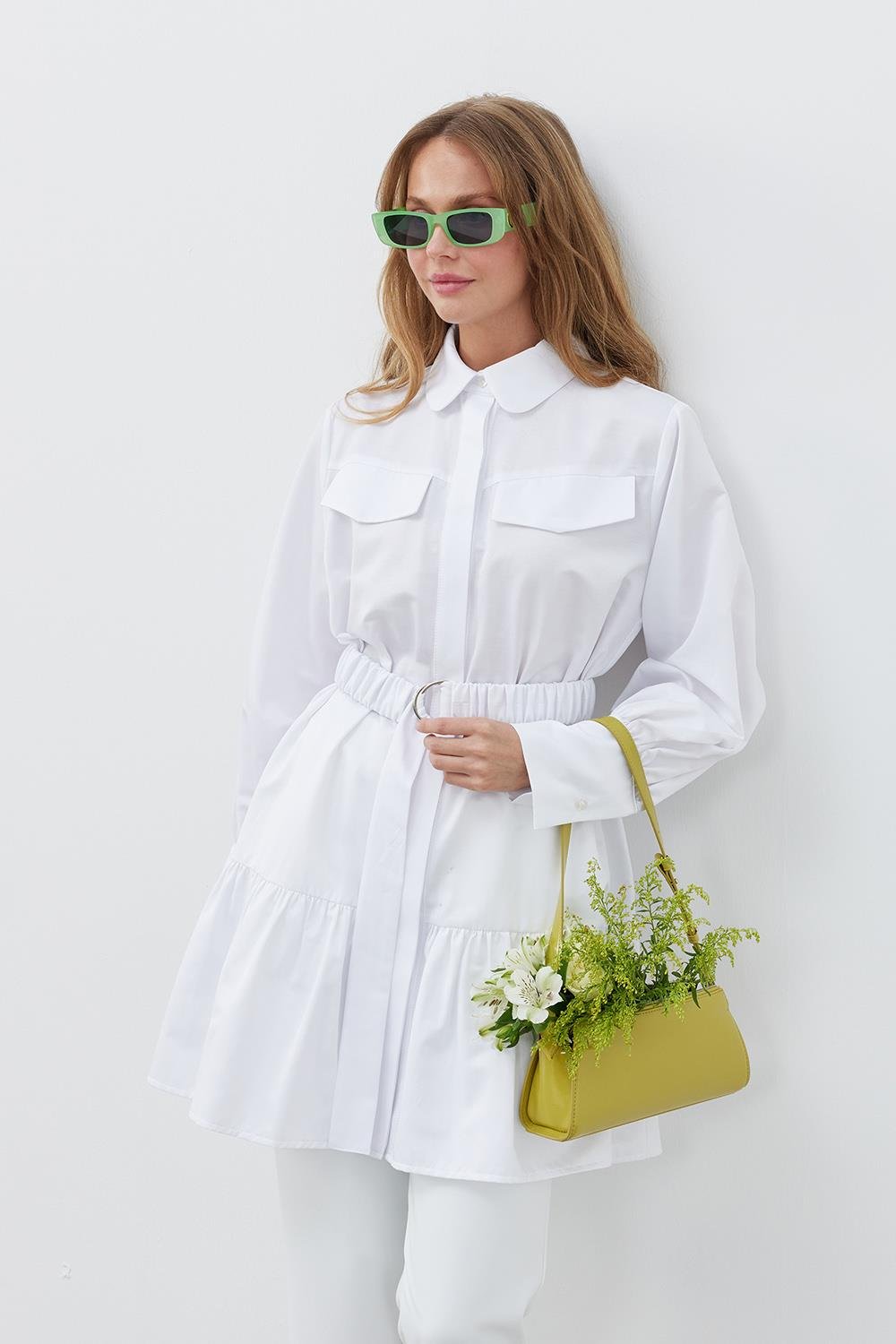 LİONA KEMERLİ GÖMLEK - BEYAZ 