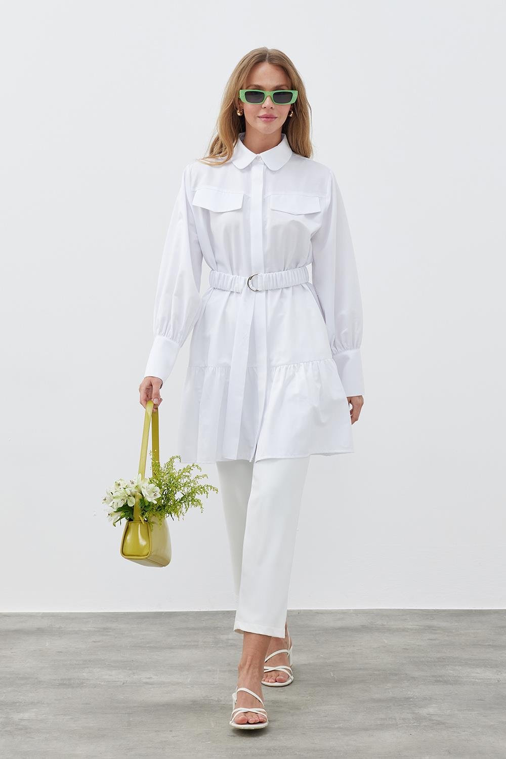 LİONA KEMERLİ GÖMLEK - BEYAZ 