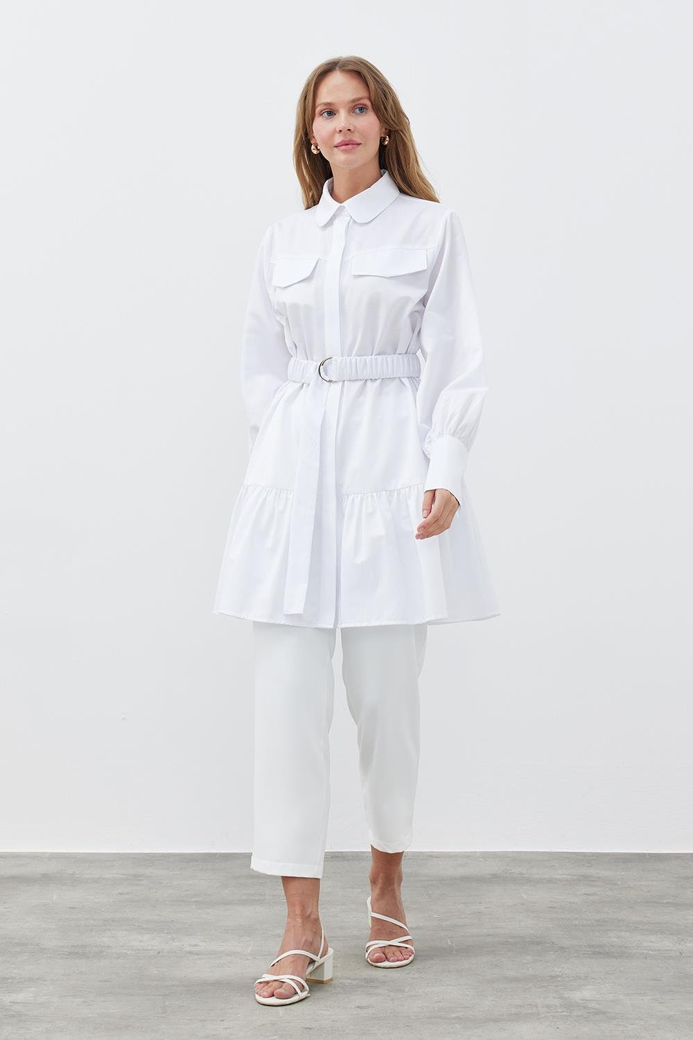 LİONA KEMERLİ GÖMLEK - BEYAZ 