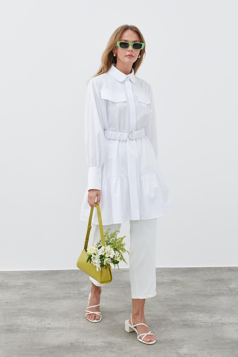 LİONA KEMERLİ GÖMLEK - BEYAZ 