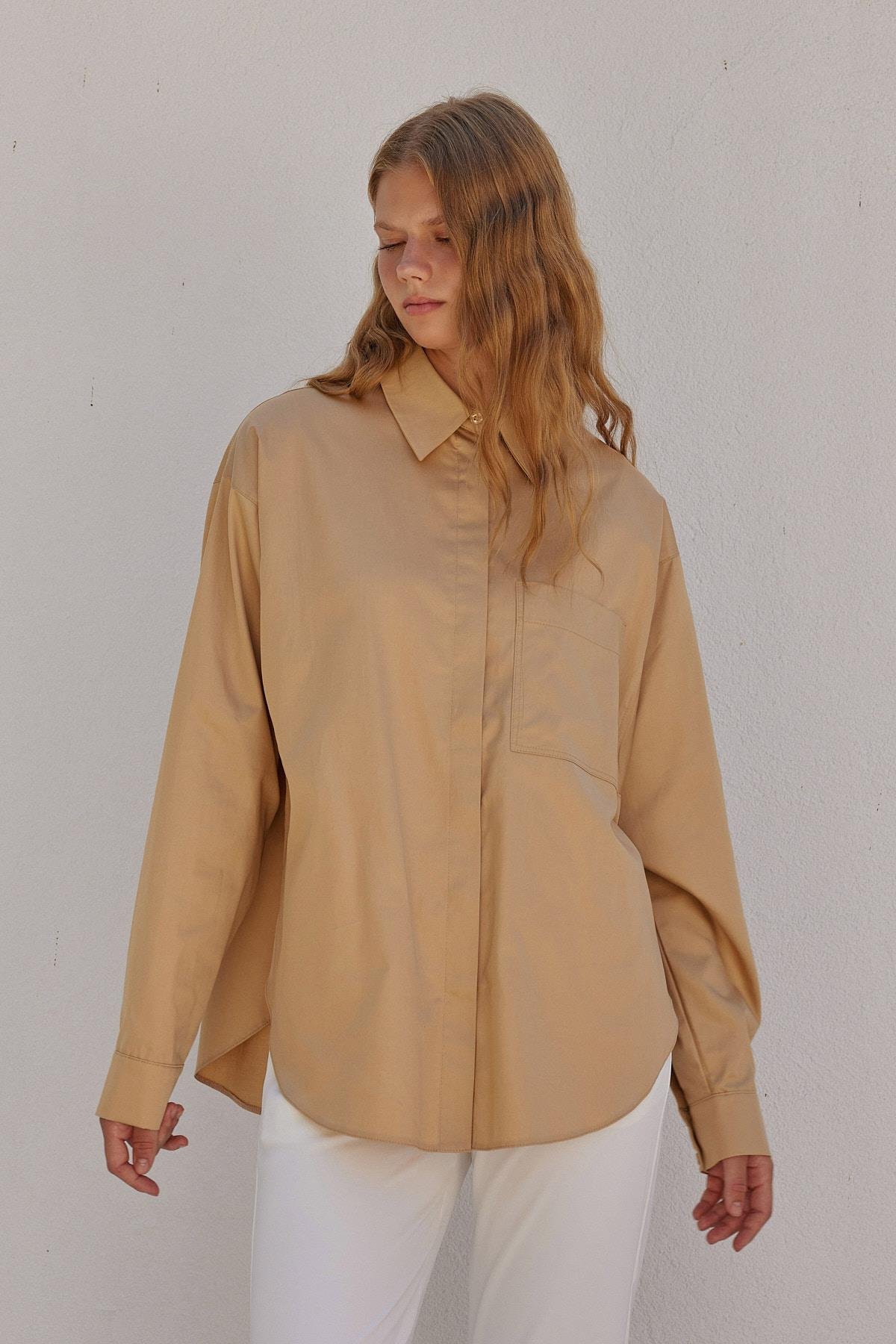 Louis Basic Cotton Gömlek - Camel