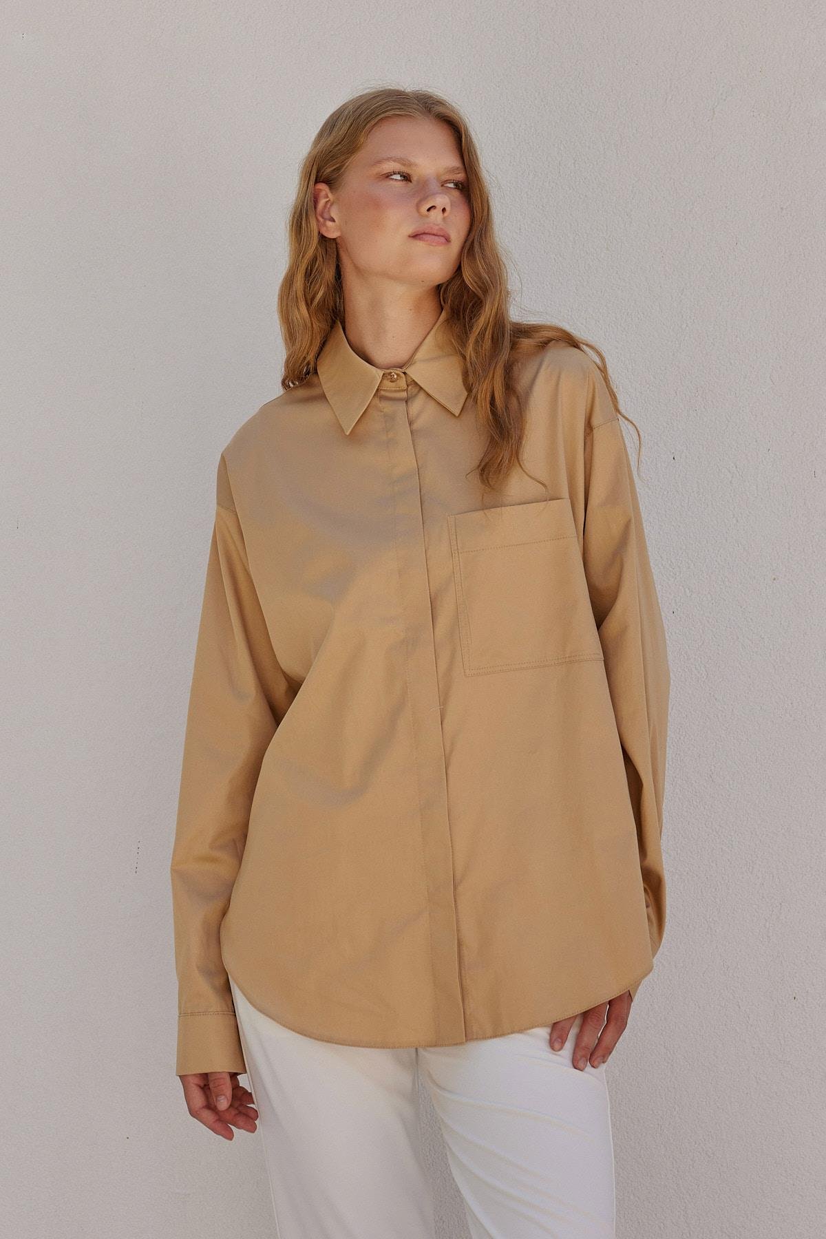 Louis Basic Cotton Gömlek - Camel