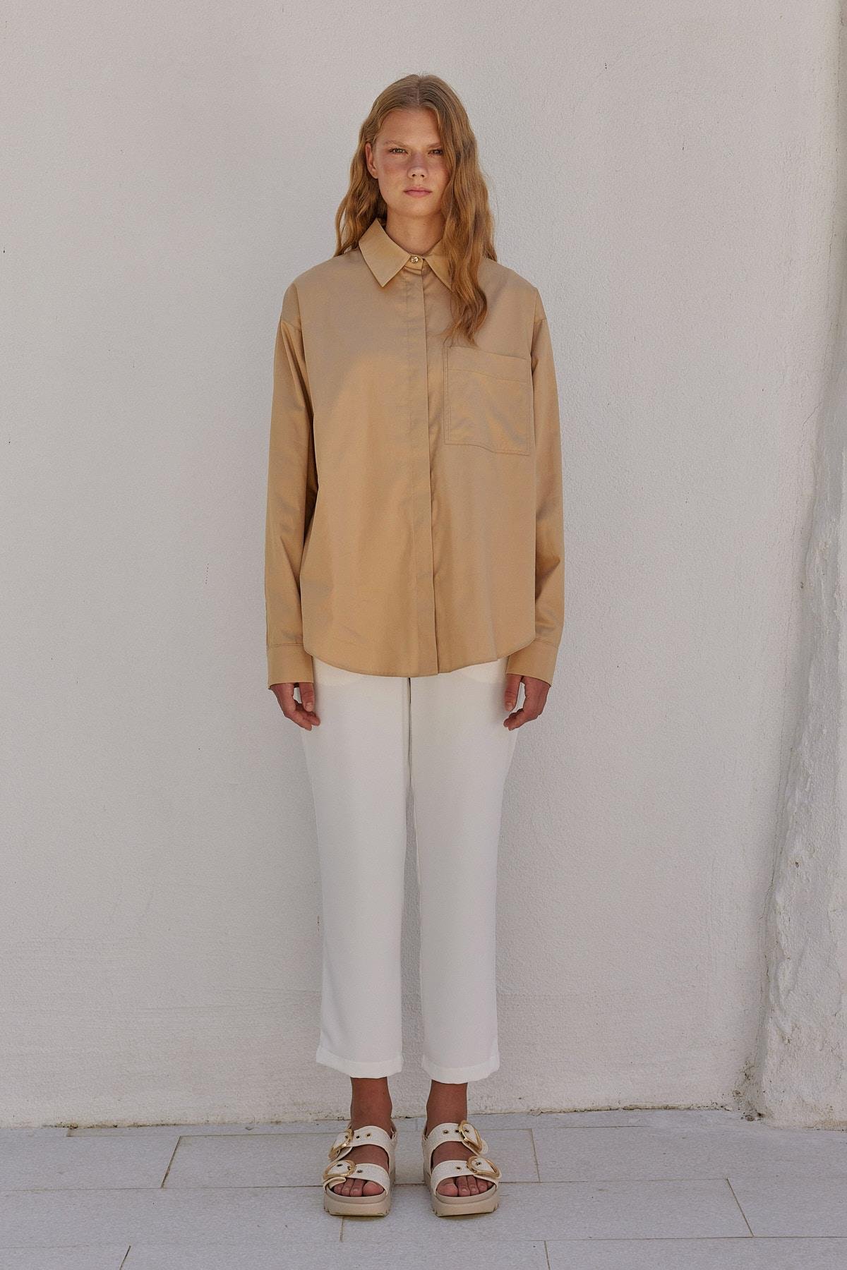 Louis Basic Cotton Gömlek - Camel